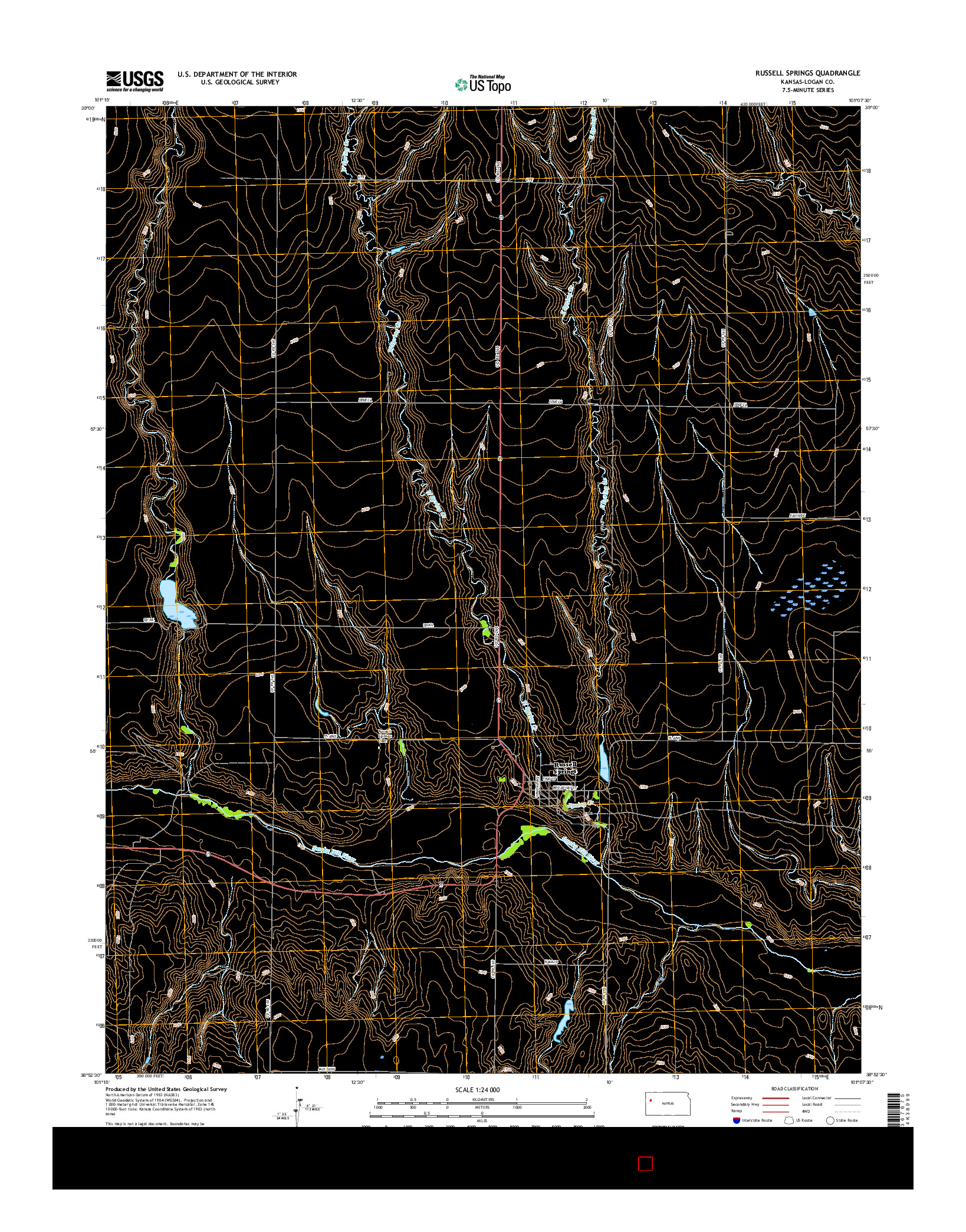 USGS US TOPO 7.5-MINUTE MAP FOR RUSSELL SPRINGS, KS 2015