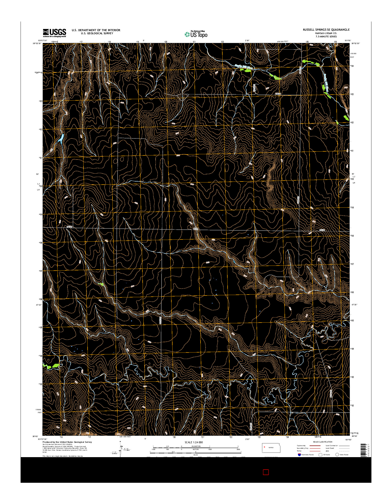 USGS US TOPO 7.5-MINUTE MAP FOR RUSSELL SPRINGS SE, KS 2015