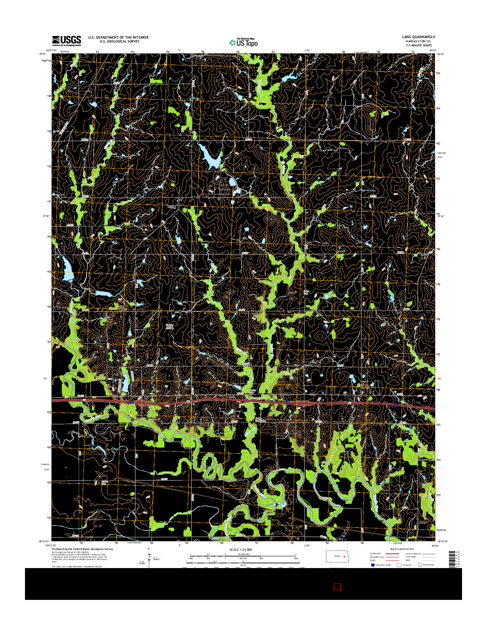 USGS US TOPO 7.5-MINUTE MAP FOR LANG, KS 2015