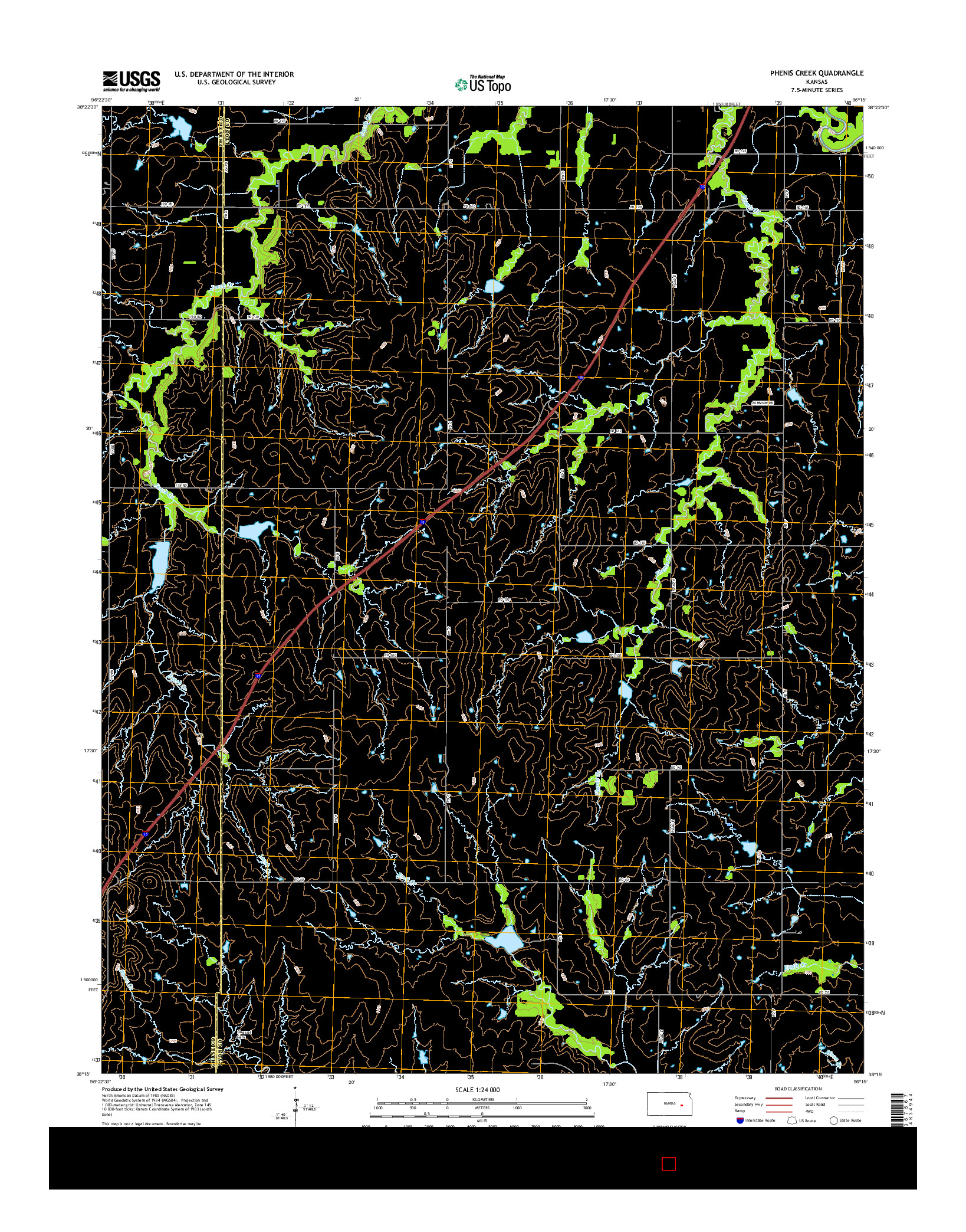 USGS US TOPO 7.5-MINUTE MAP FOR PHENIS CREEK, KS 2015