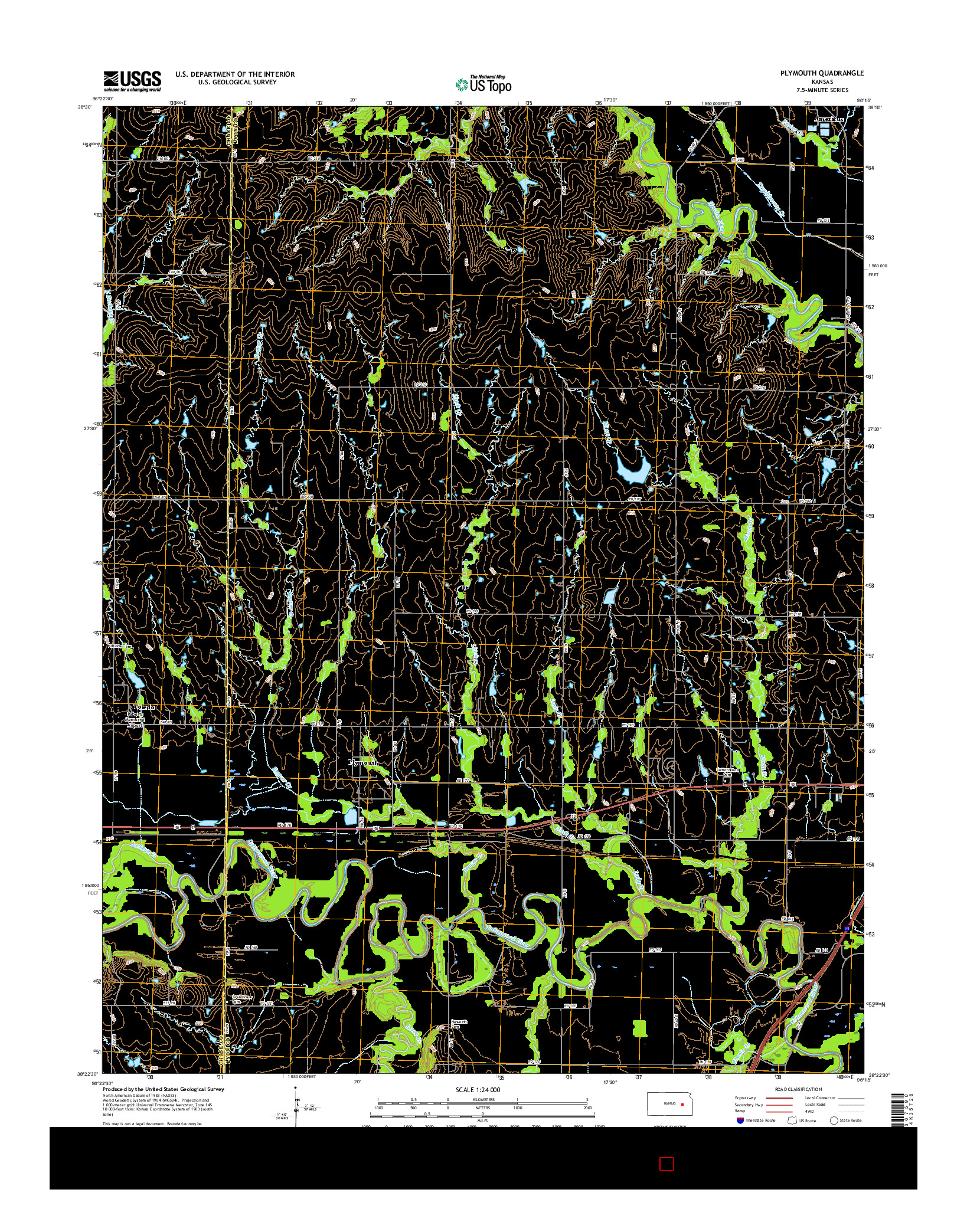 USGS US TOPO 7.5-MINUTE MAP FOR PLYMOUTH, KS 2015