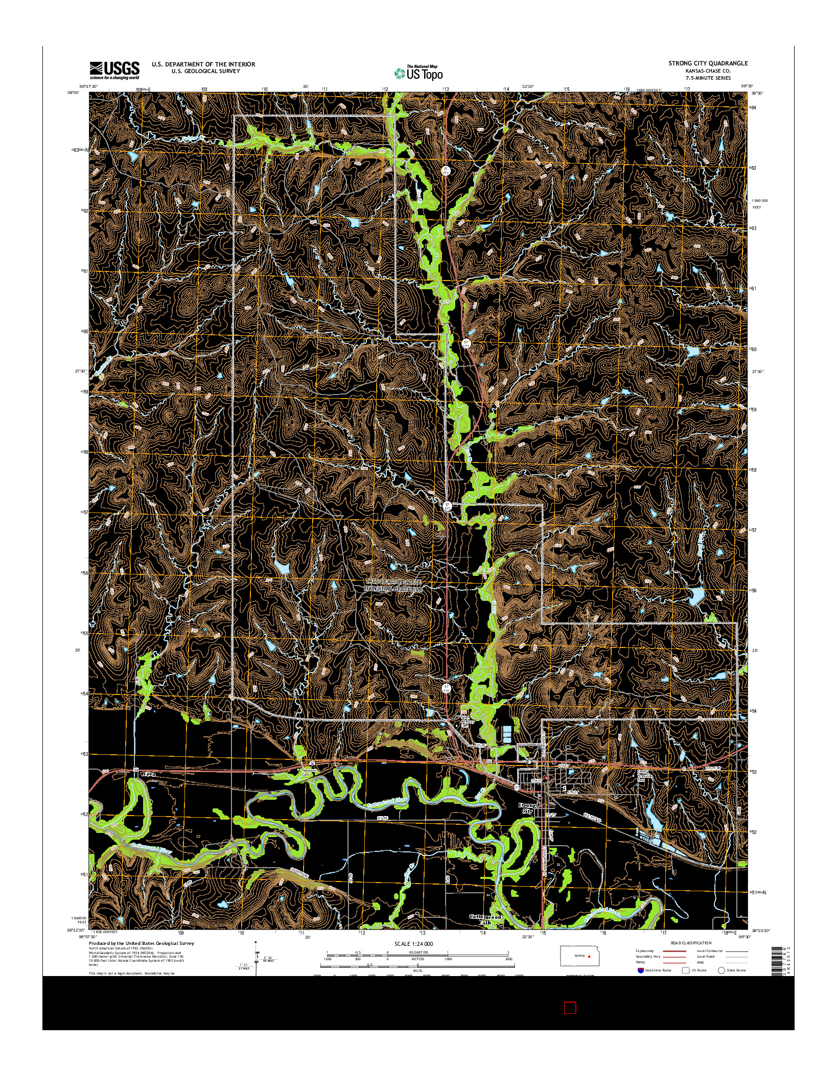 USGS US TOPO 7.5-MINUTE MAP FOR STRONG CITY, KS 2015