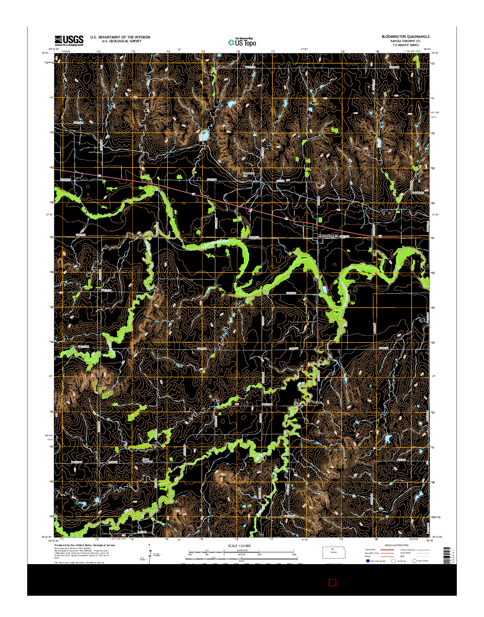 USGS US TOPO 7.5-MINUTE MAP FOR BLOOMINGTON, KS 2015