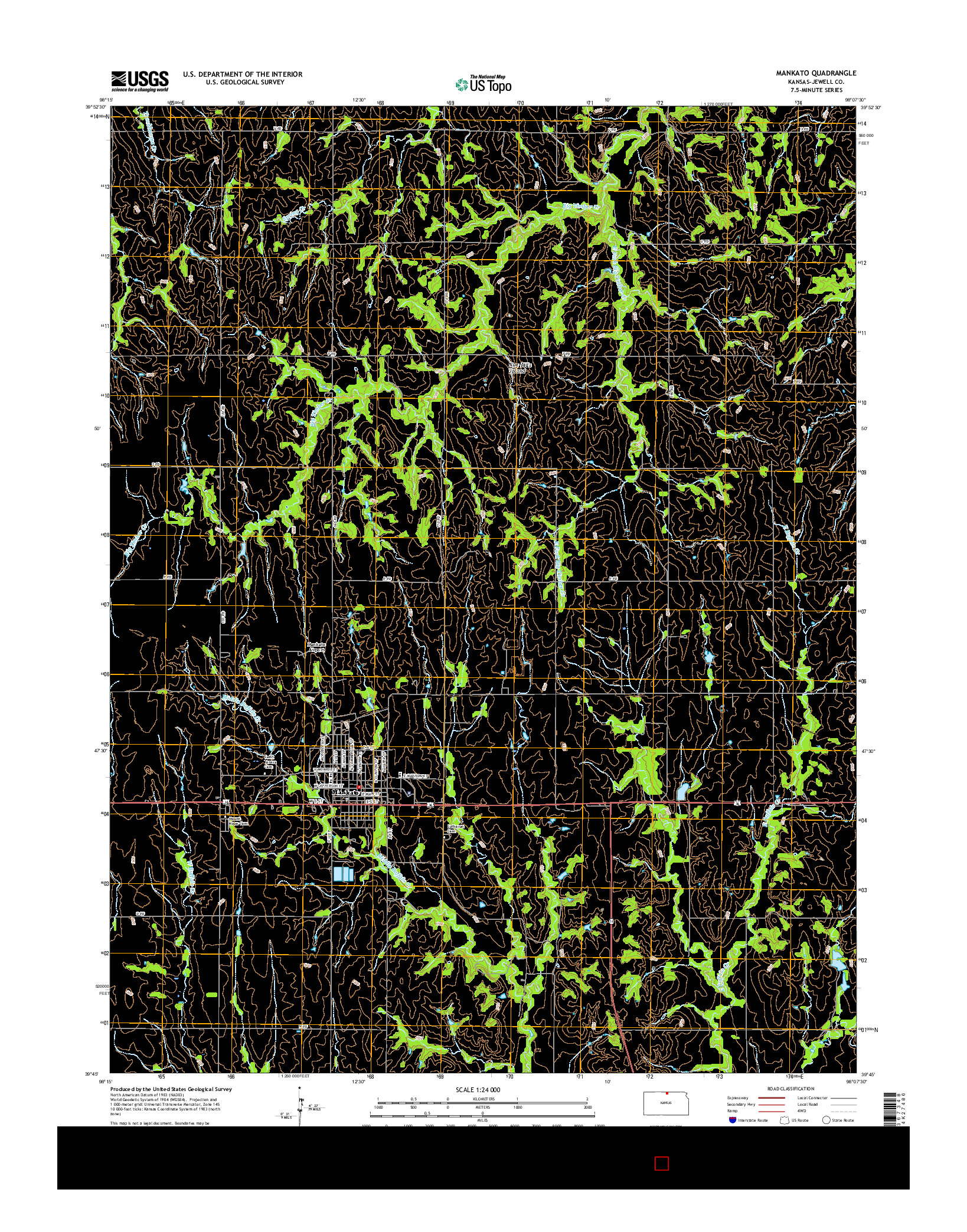 USGS US TOPO 7.5-MINUTE MAP FOR MANKATO, KS 2015