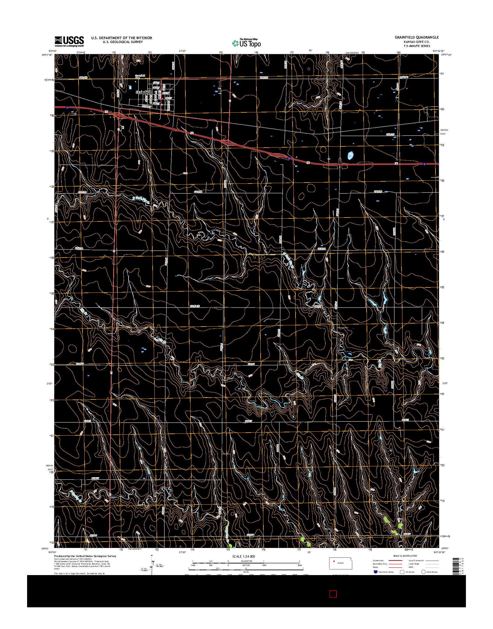 USGS US TOPO 7.5-MINUTE MAP FOR GRAINFIELD, KS 2015