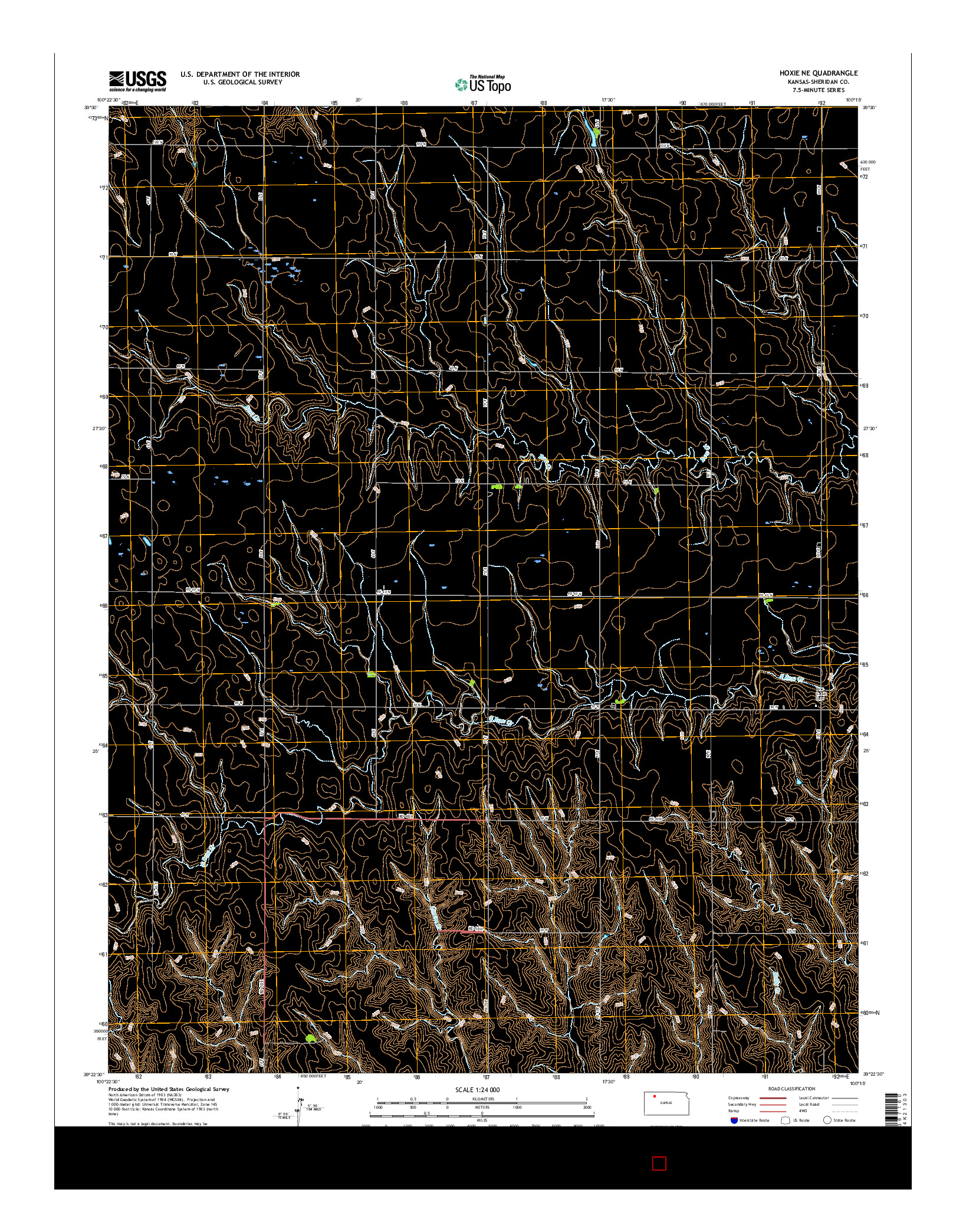 USGS US TOPO 7.5-MINUTE MAP FOR HOXIE NE, KS 2015