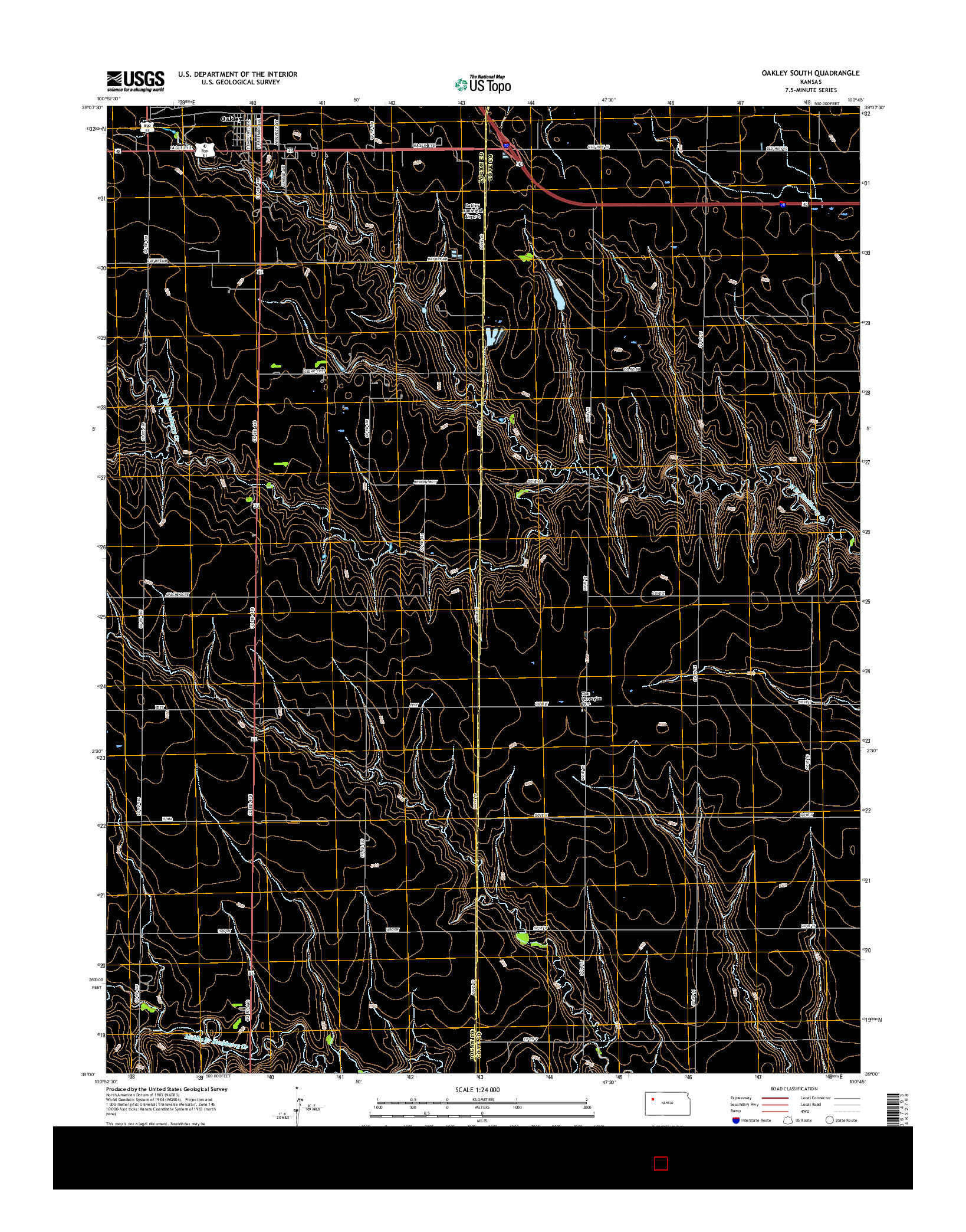 USGS US TOPO 7.5-MINUTE MAP FOR OAKLEY SOUTH, KS 2015
