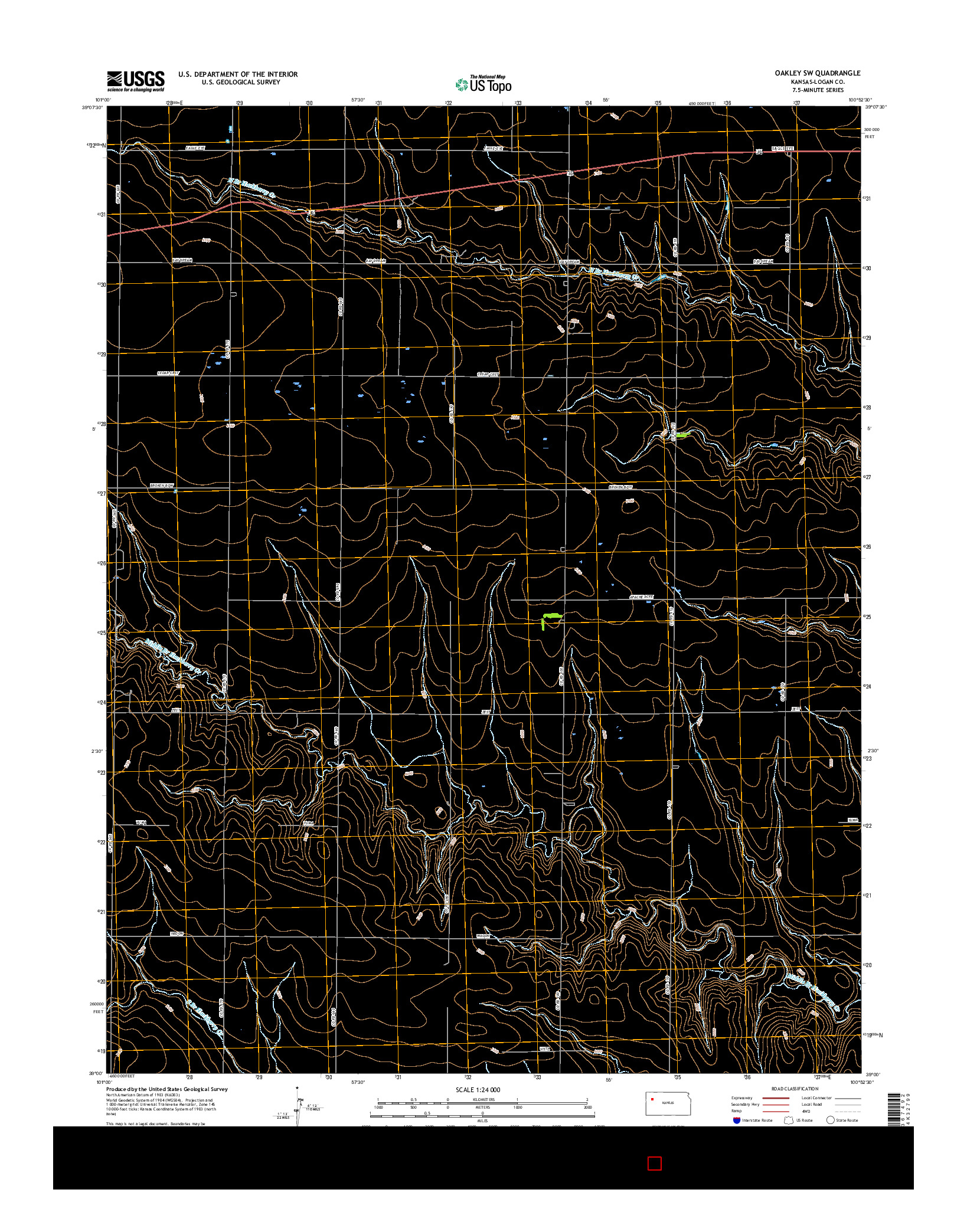 USGS US TOPO 7.5-MINUTE MAP FOR OAKLEY SW, KS 2015