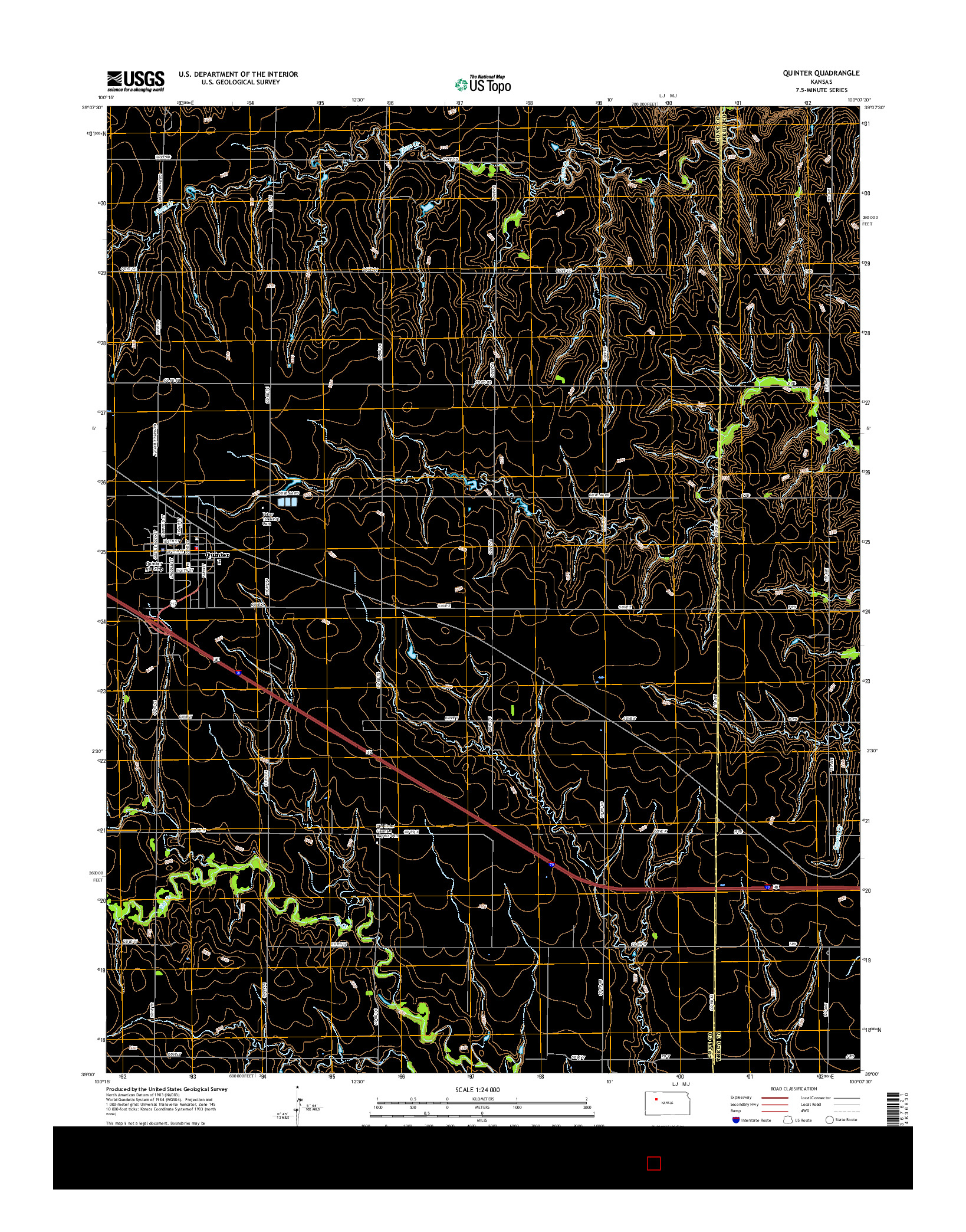 USGS US TOPO 7.5-MINUTE MAP FOR QUINTER, KS 2015