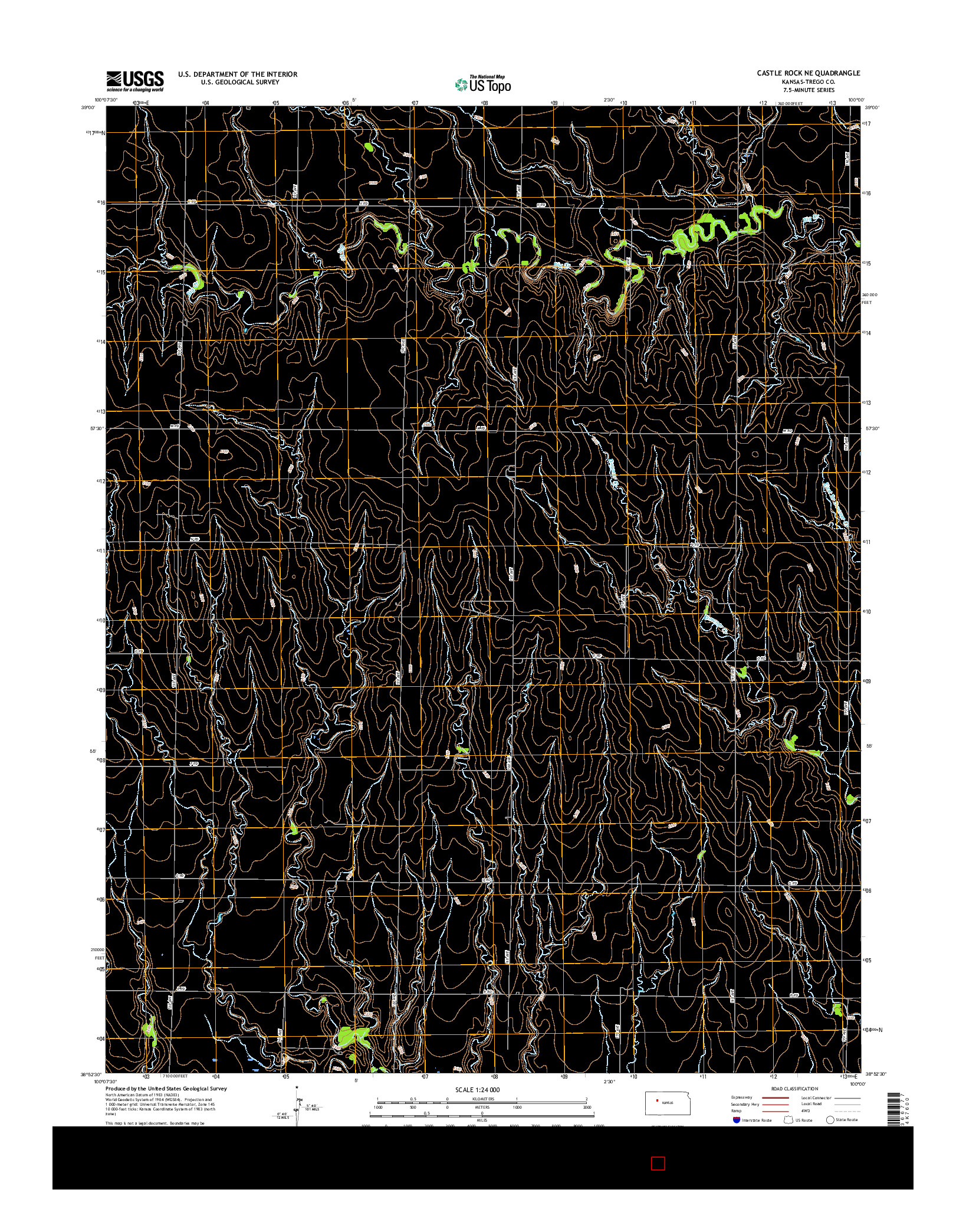 USGS US TOPO 7.5-MINUTE MAP FOR CASTLE ROCK NE, KS 2015