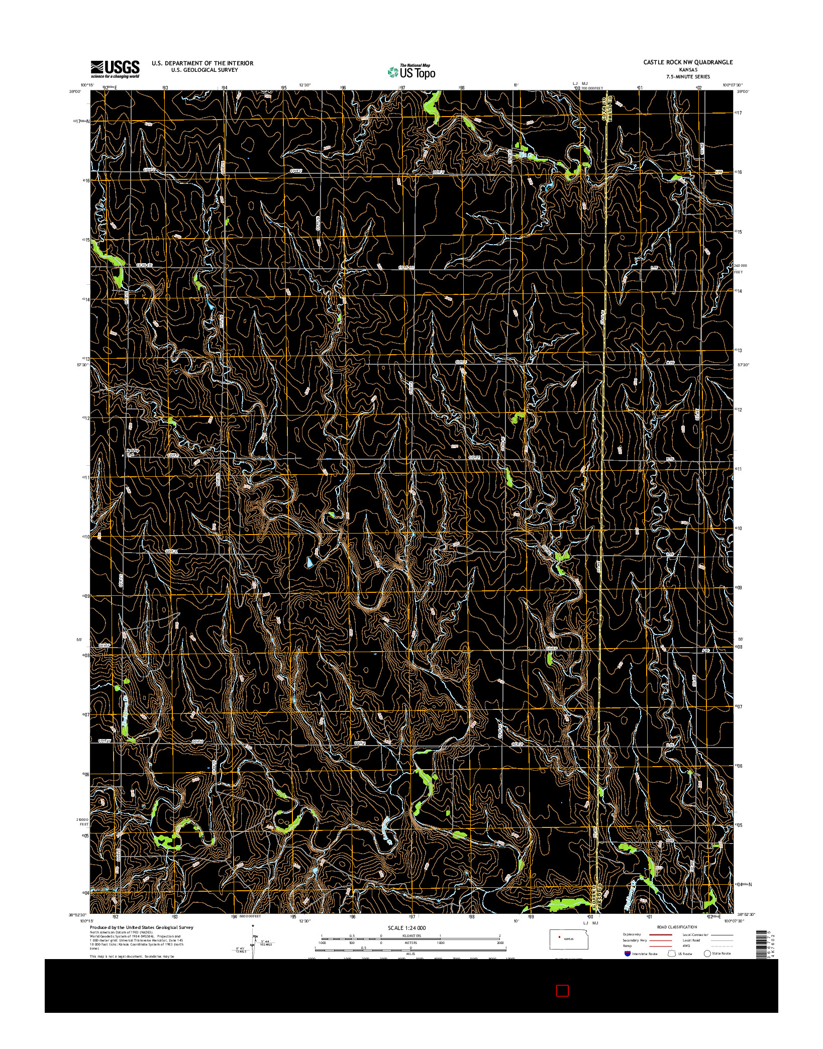 USGS US TOPO 7.5-MINUTE MAP FOR CASTLE ROCK NW, KS 2015