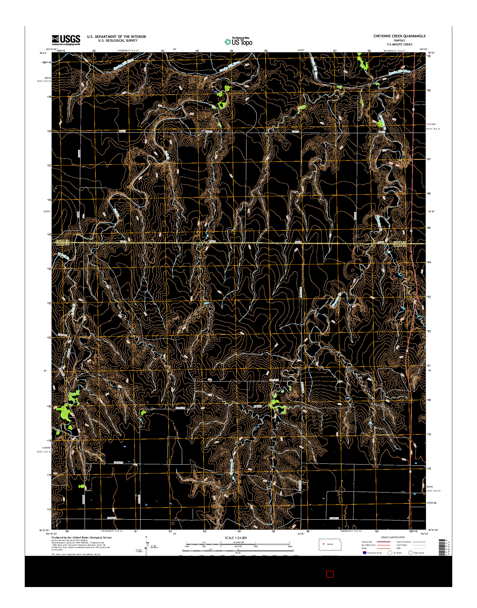 USGS US TOPO 7.5-MINUTE MAP FOR CHEYENNE CREEK, KS 2015
