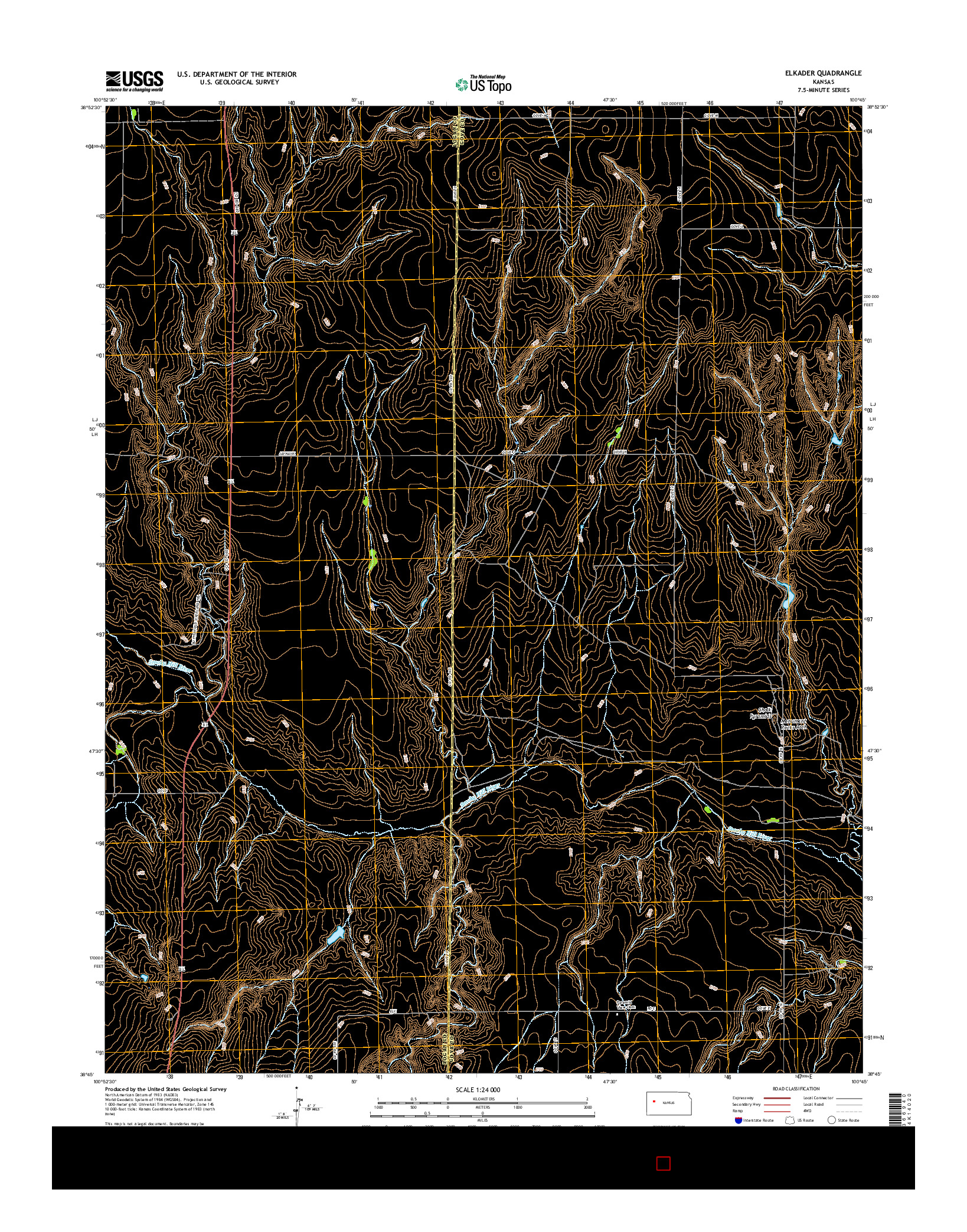 USGS US TOPO 7.5-MINUTE MAP FOR ELKADER, KS 2015