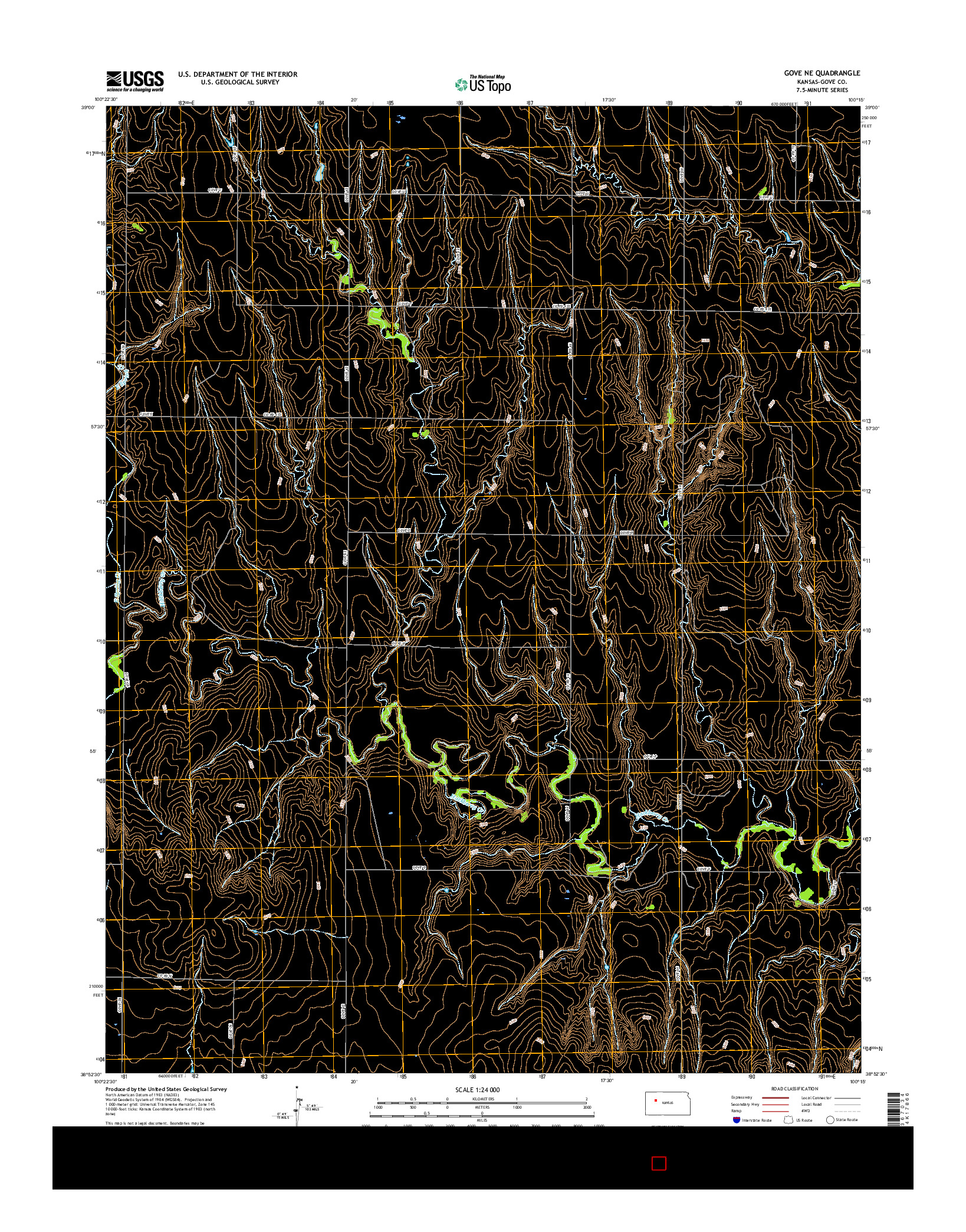 USGS US TOPO 7.5-MINUTE MAP FOR GOVE NE, KS 2015