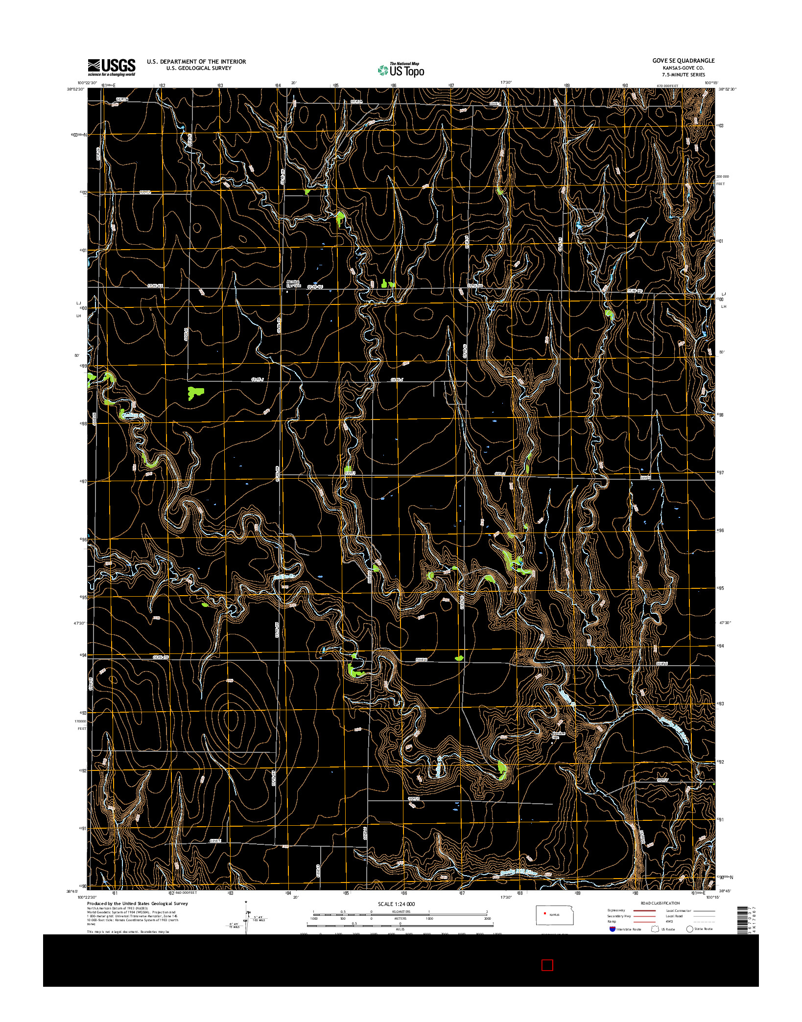 USGS US TOPO 7.5-MINUTE MAP FOR GOVE SE, KS 2015