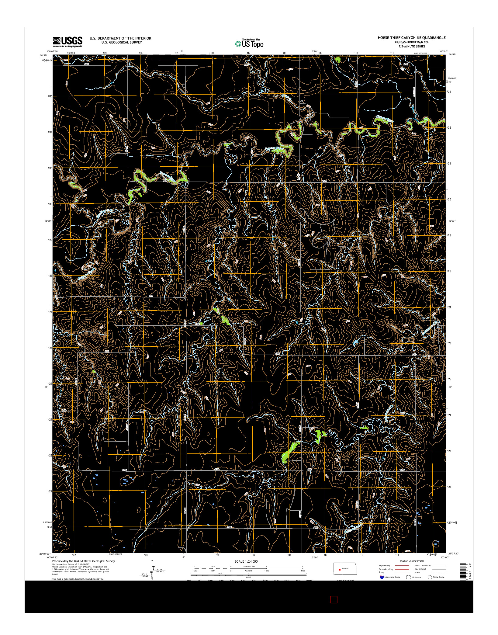 USGS US TOPO 7.5-MINUTE MAP FOR HORSE THIEF CANYON NE, KS 2015