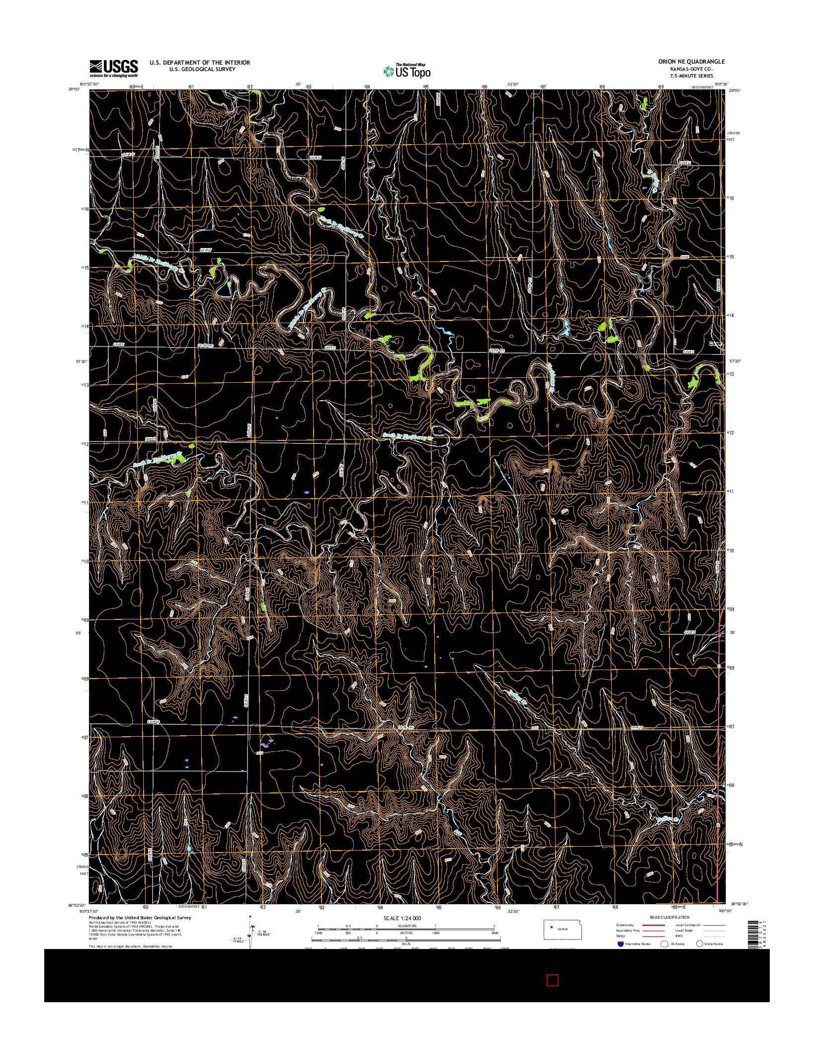 USGS US TOPO 7.5-MINUTE MAP FOR ORION NE, KS 2015