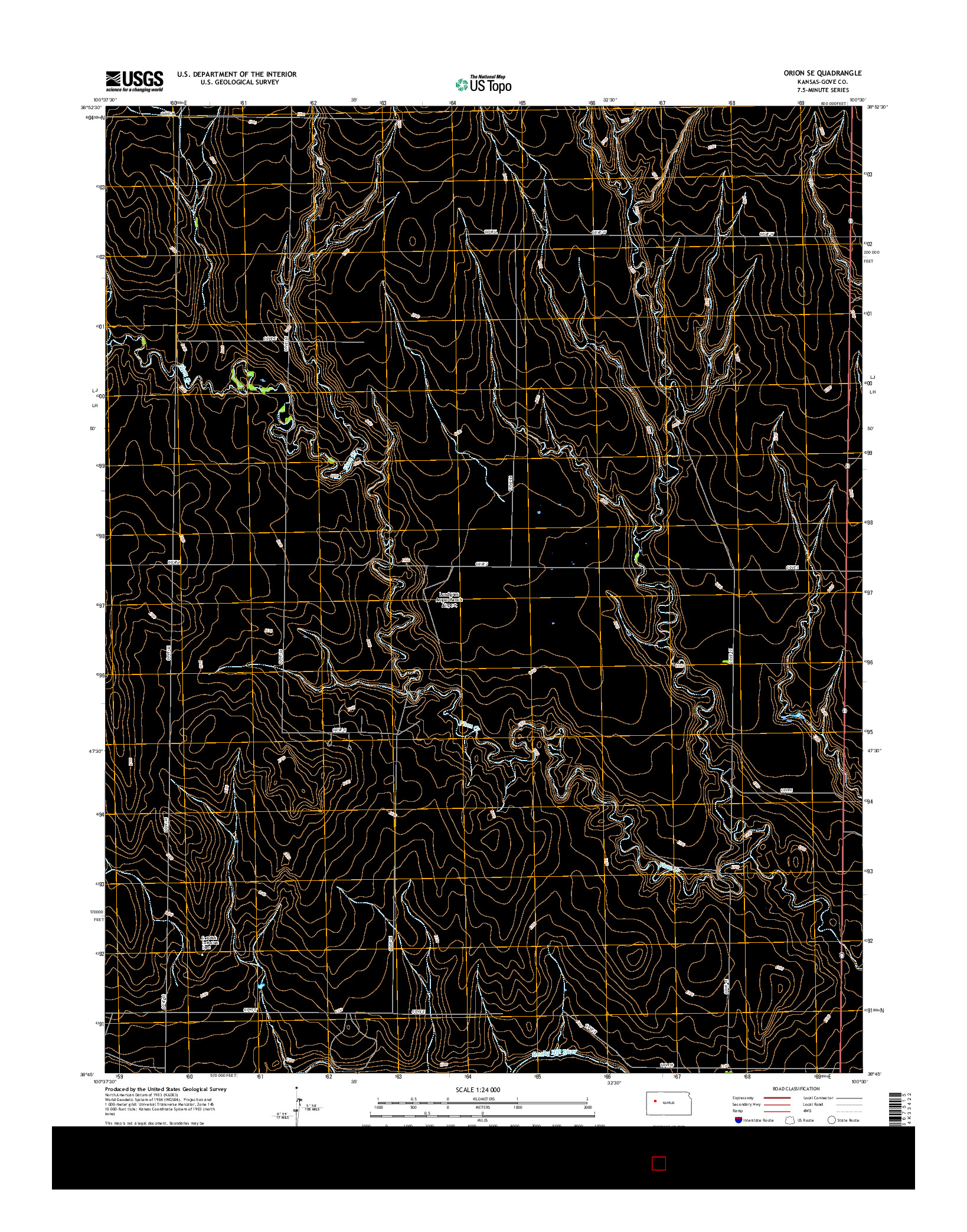 USGS US TOPO 7.5-MINUTE MAP FOR ORION SE, KS 2015