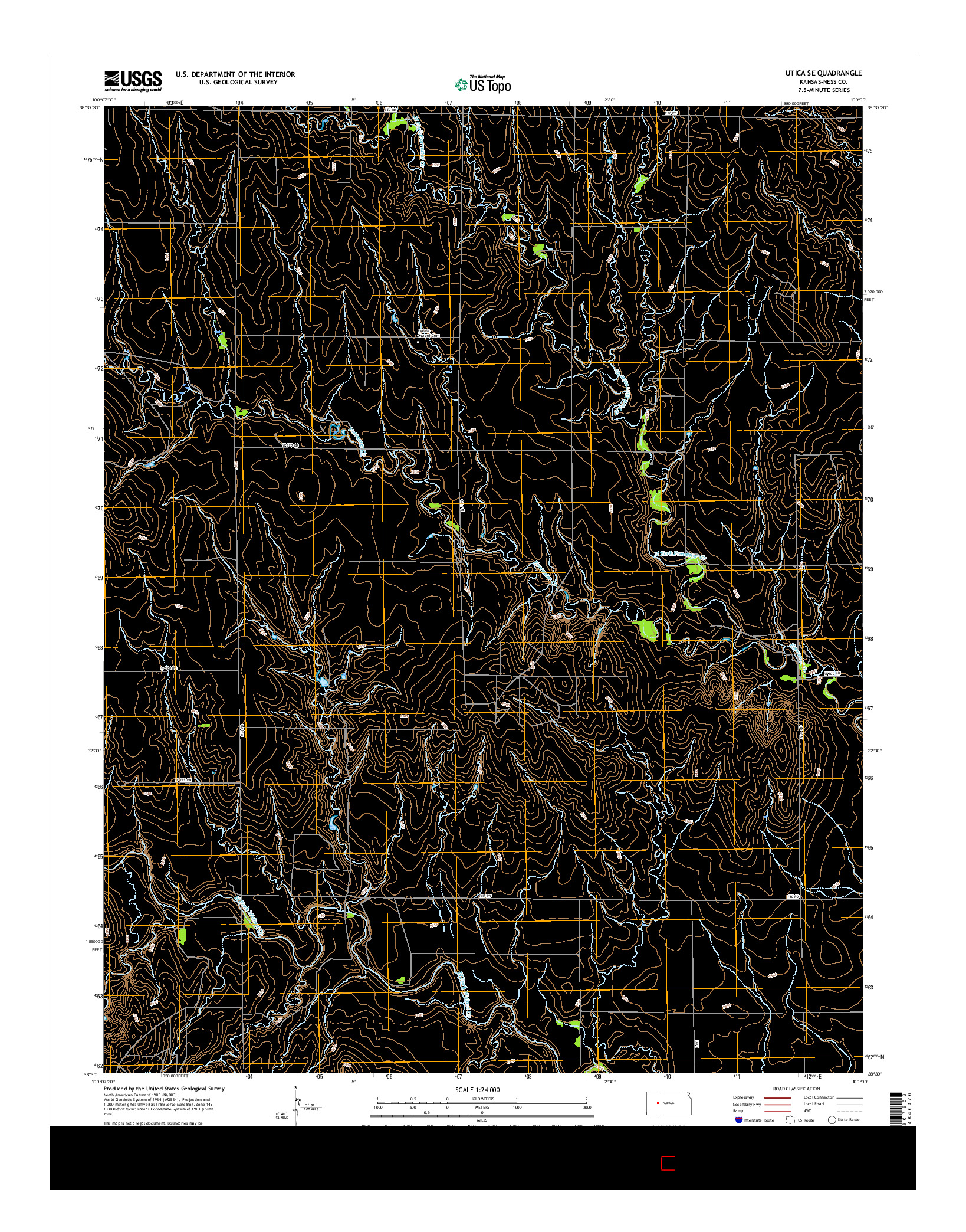 USGS US TOPO 7.5-MINUTE MAP FOR UTICA SE, KS 2015