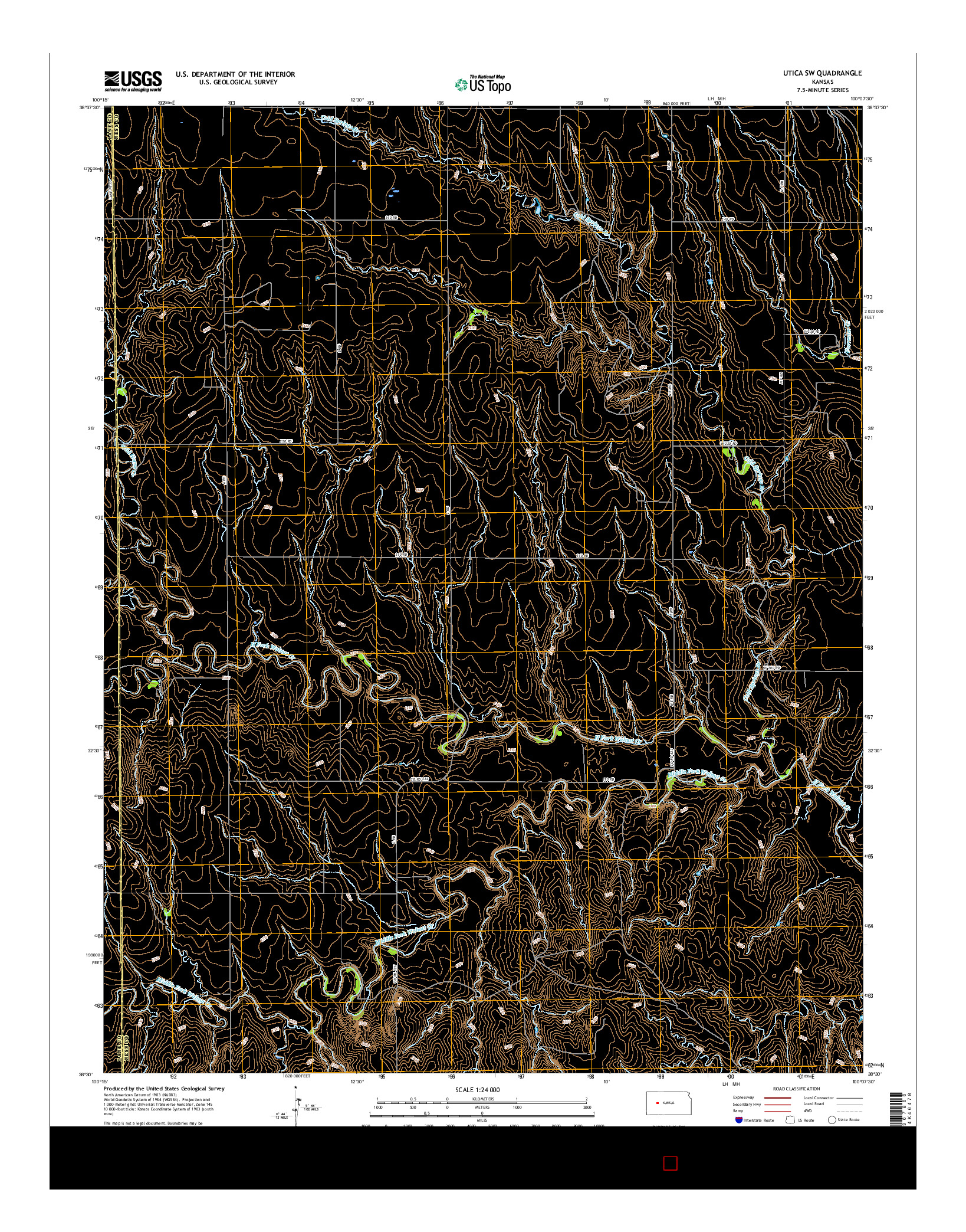USGS US TOPO 7.5-MINUTE MAP FOR UTICA SW, KS 2015
