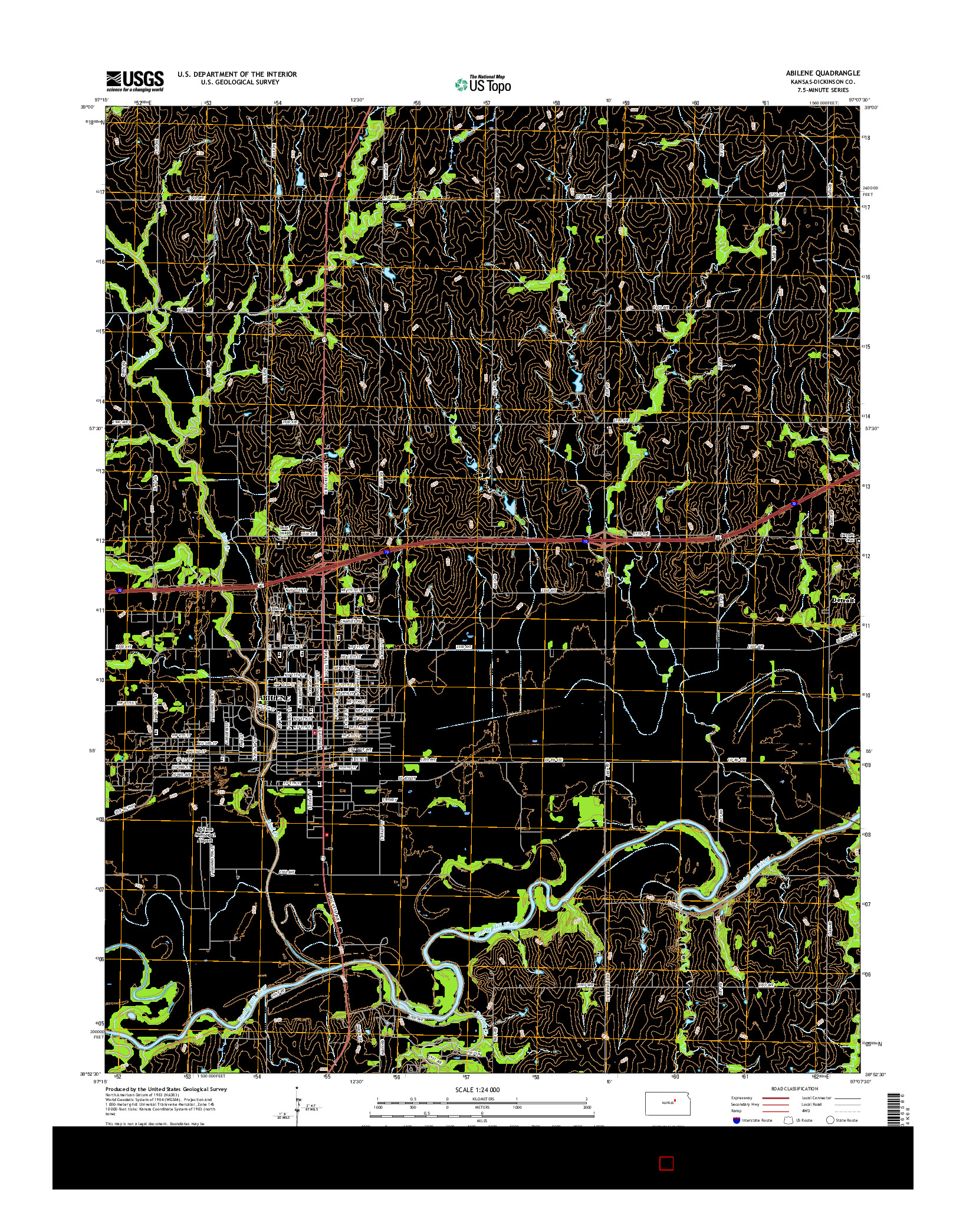 USGS US TOPO 7.5-MINUTE MAP FOR ABILENE, KS 2015