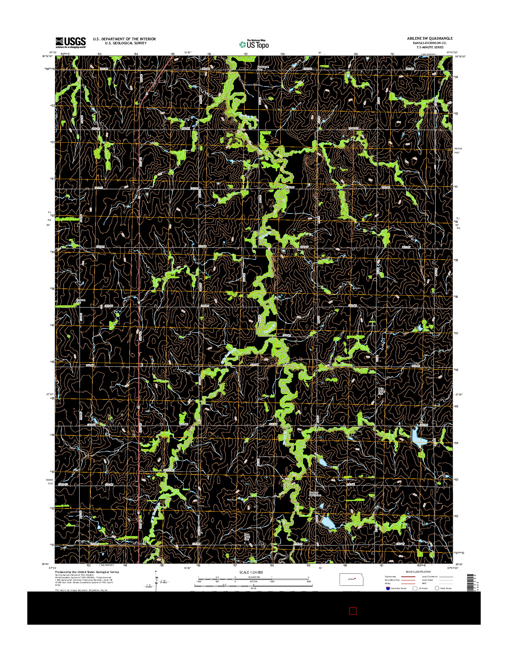 USGS US TOPO 7.5-MINUTE MAP FOR ABILENE SW, KS 2015