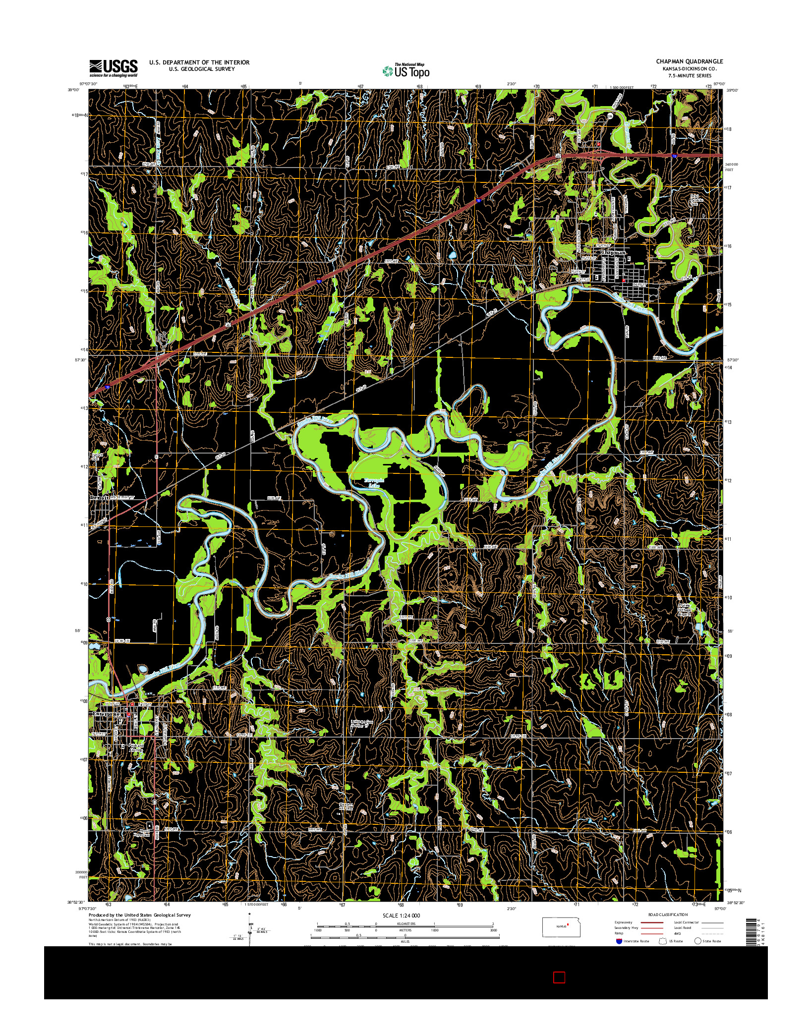 USGS US TOPO 7.5-MINUTE MAP FOR CHAPMAN, KS 2015