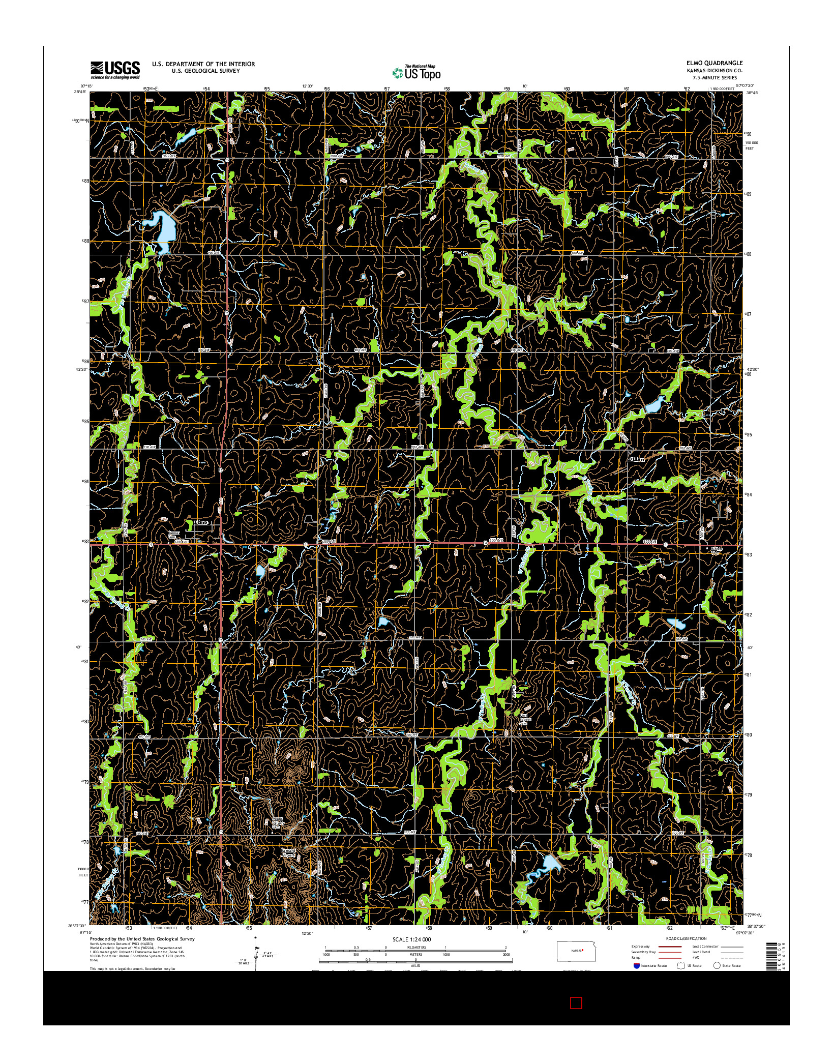 USGS US TOPO 7.5-MINUTE MAP FOR ELMO, KS 2015