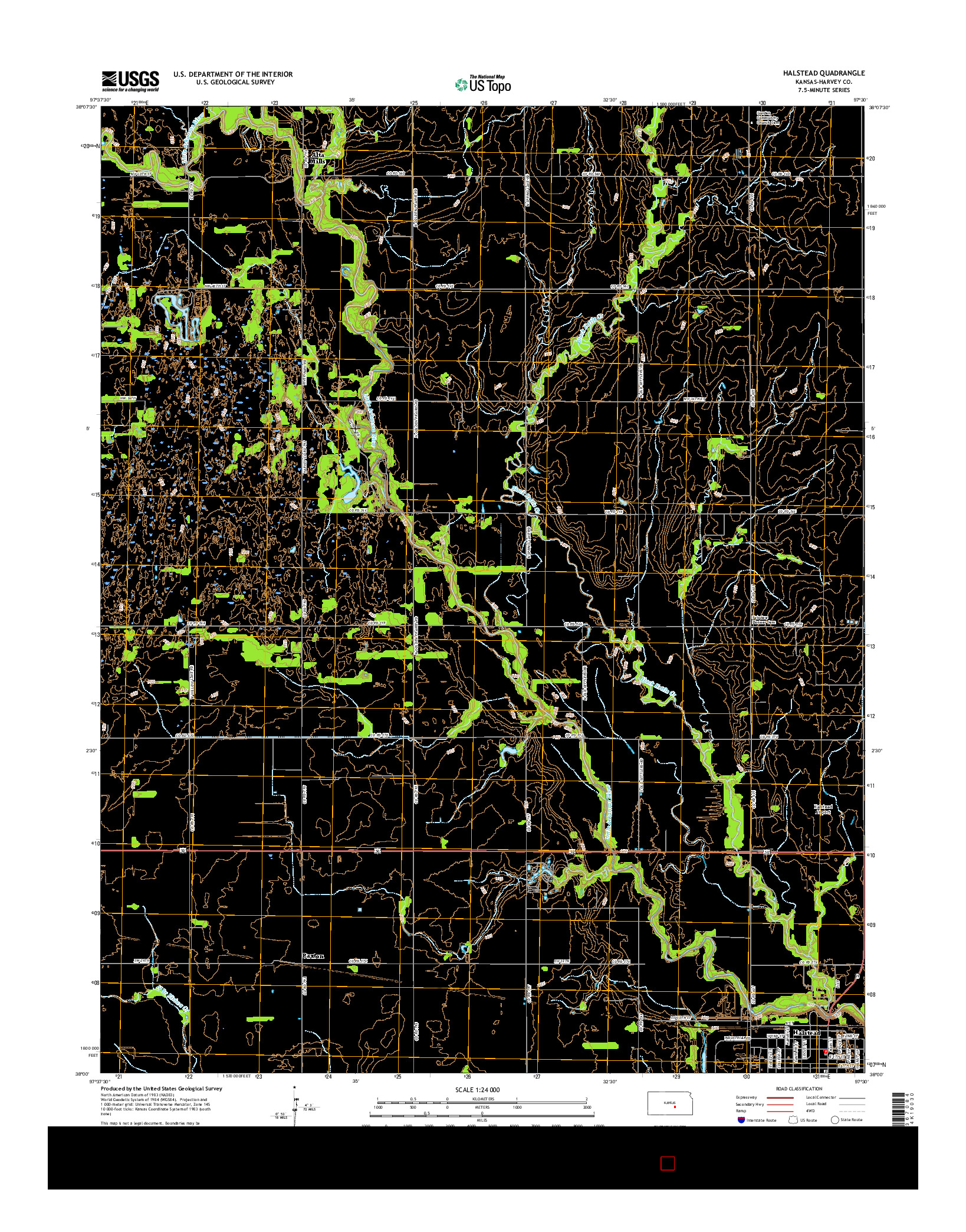 USGS US TOPO 7.5-MINUTE MAP FOR HALSTEAD, KS 2015