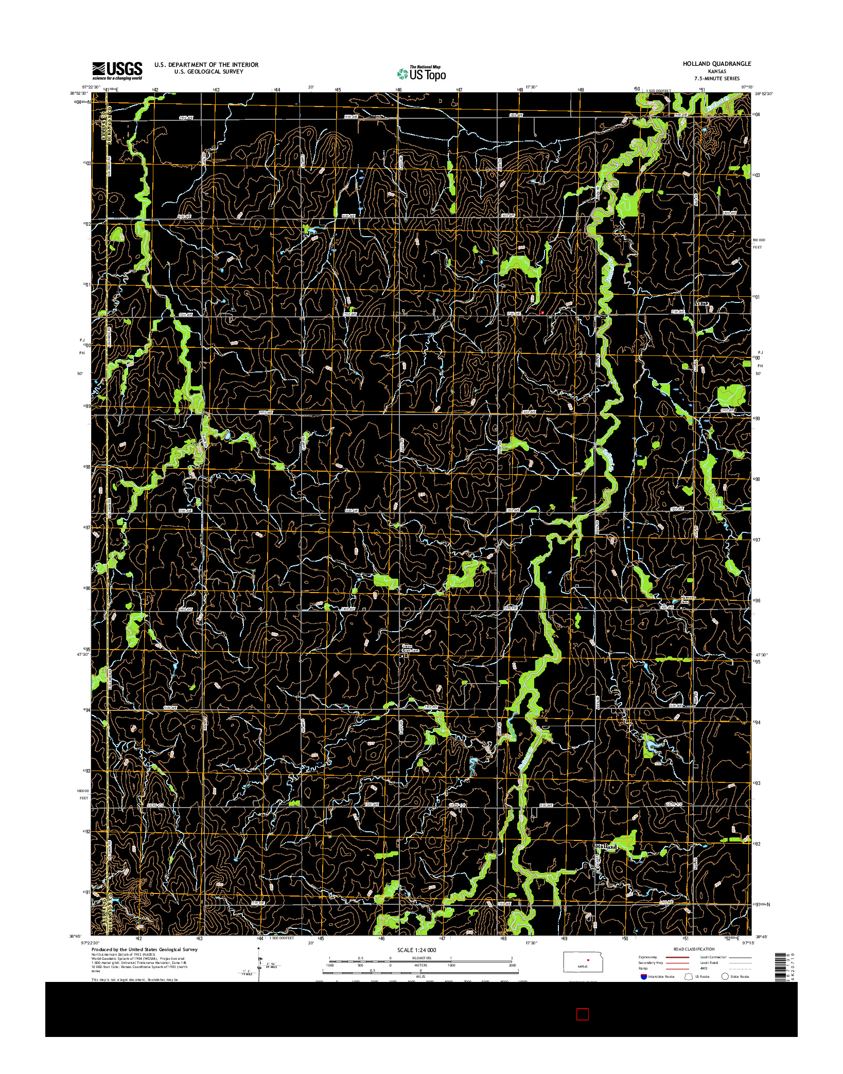 USGS US TOPO 7.5-MINUTE MAP FOR HOLLAND, KS 2015