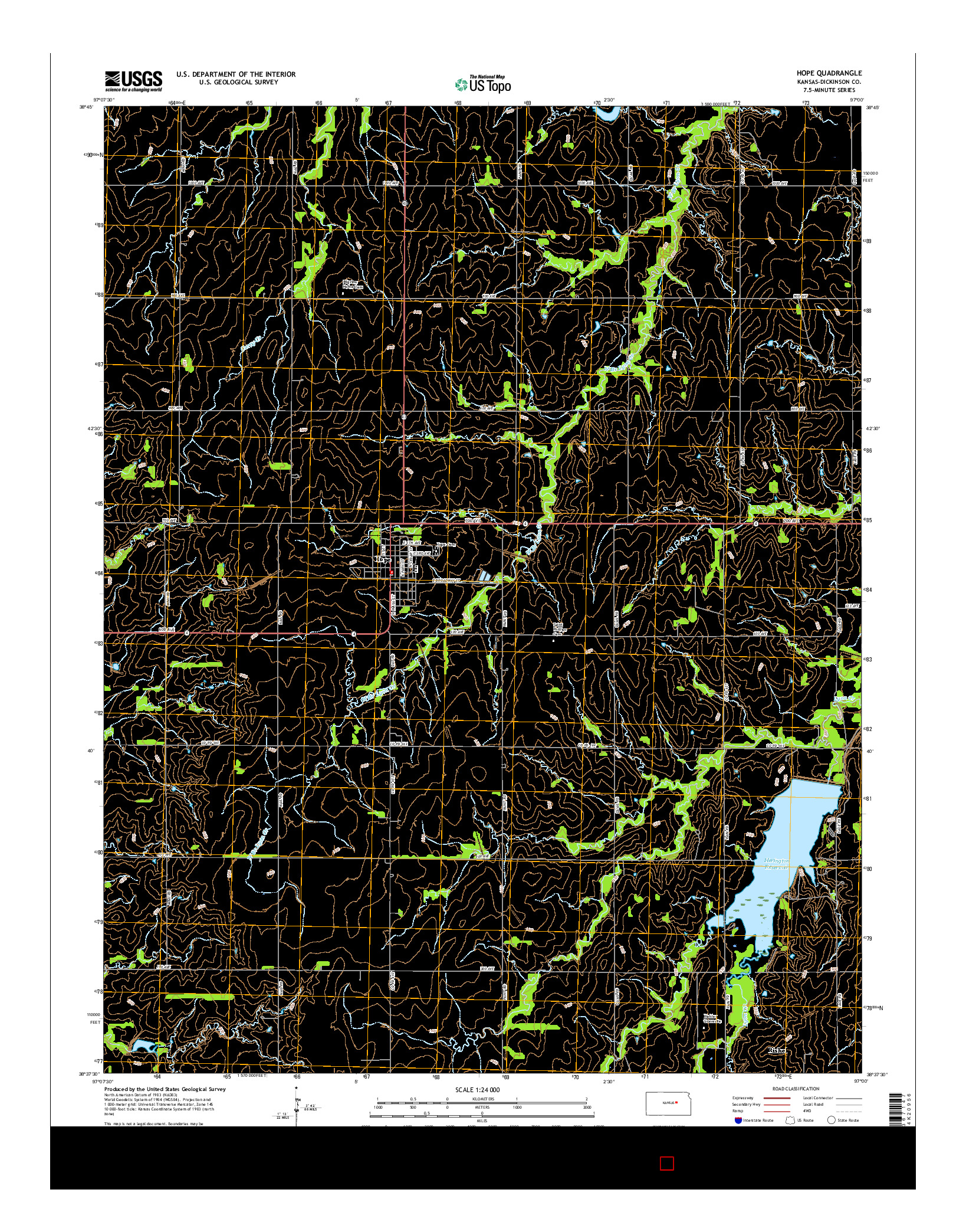USGS US TOPO 7.5-MINUTE MAP FOR HOPE, KS 2015