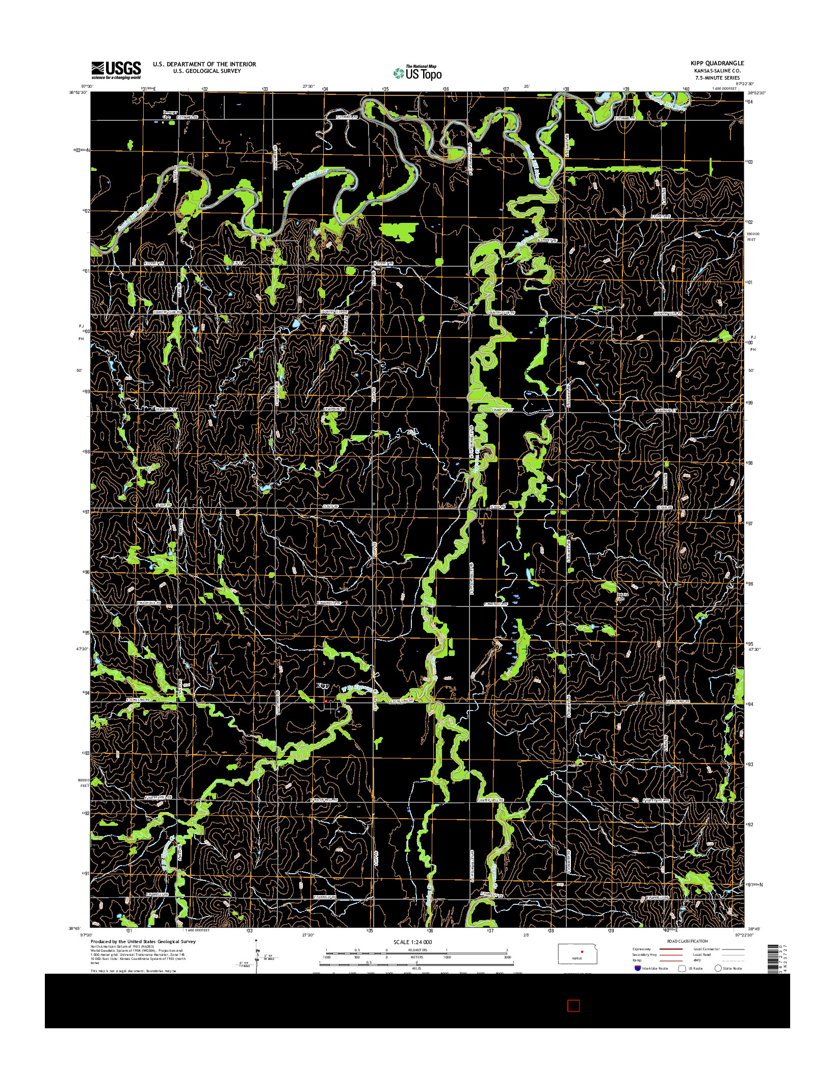 USGS US TOPO 7.5-MINUTE MAP FOR KIPP, KS 2015