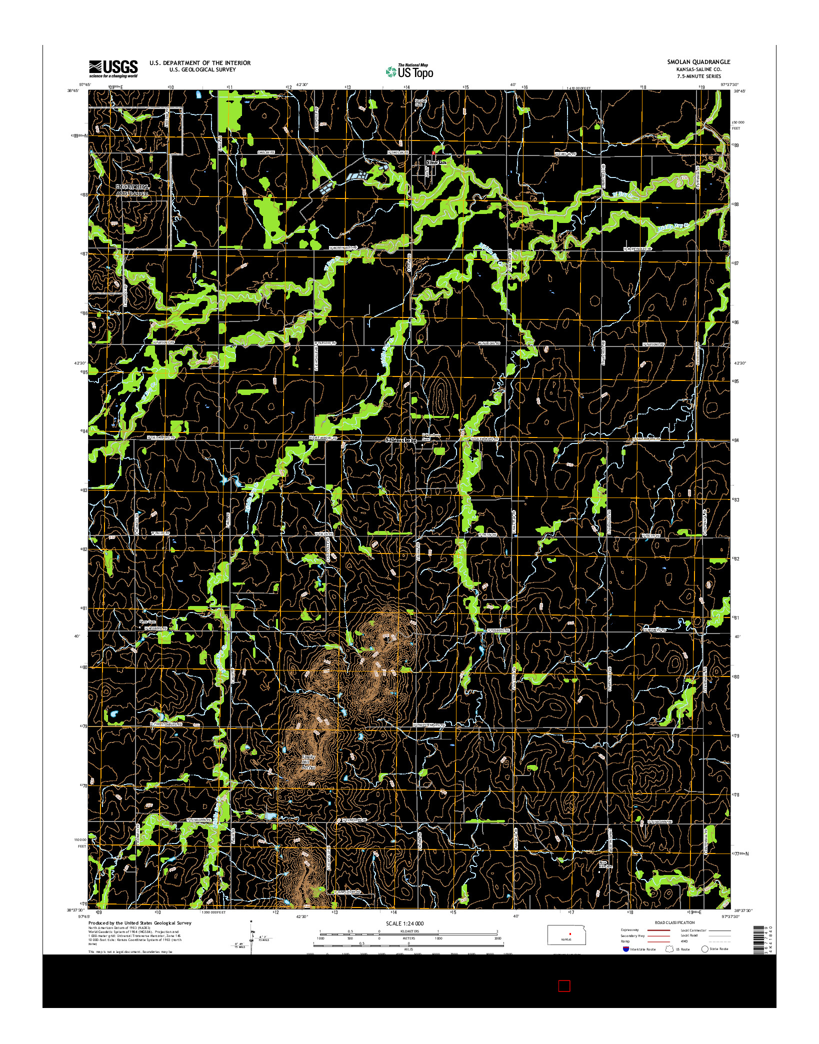 USGS US TOPO 7.5-MINUTE MAP FOR SMOLAN, KS 2015