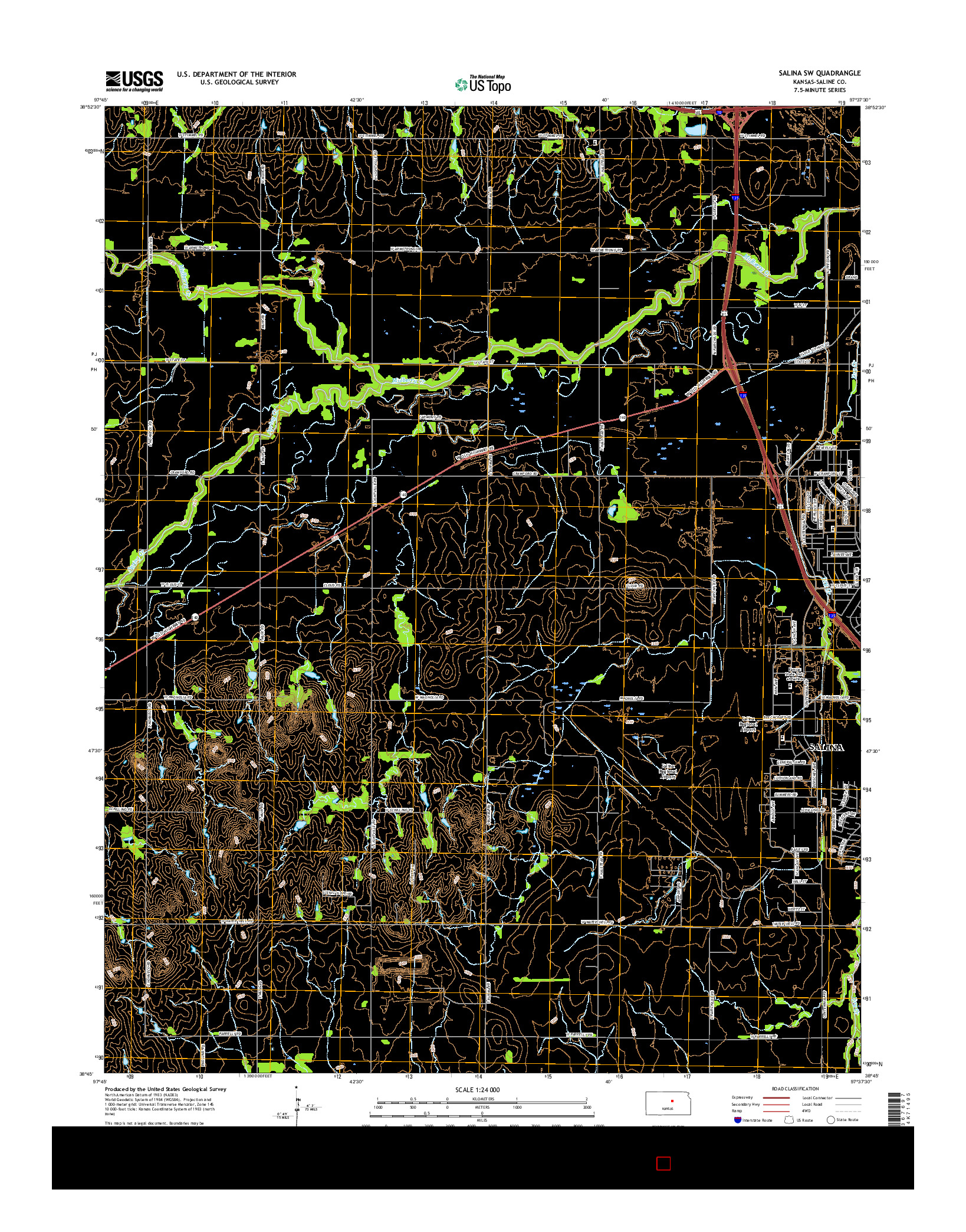 USGS US TOPO 7.5-MINUTE MAP FOR SALINA SW, KS 2015