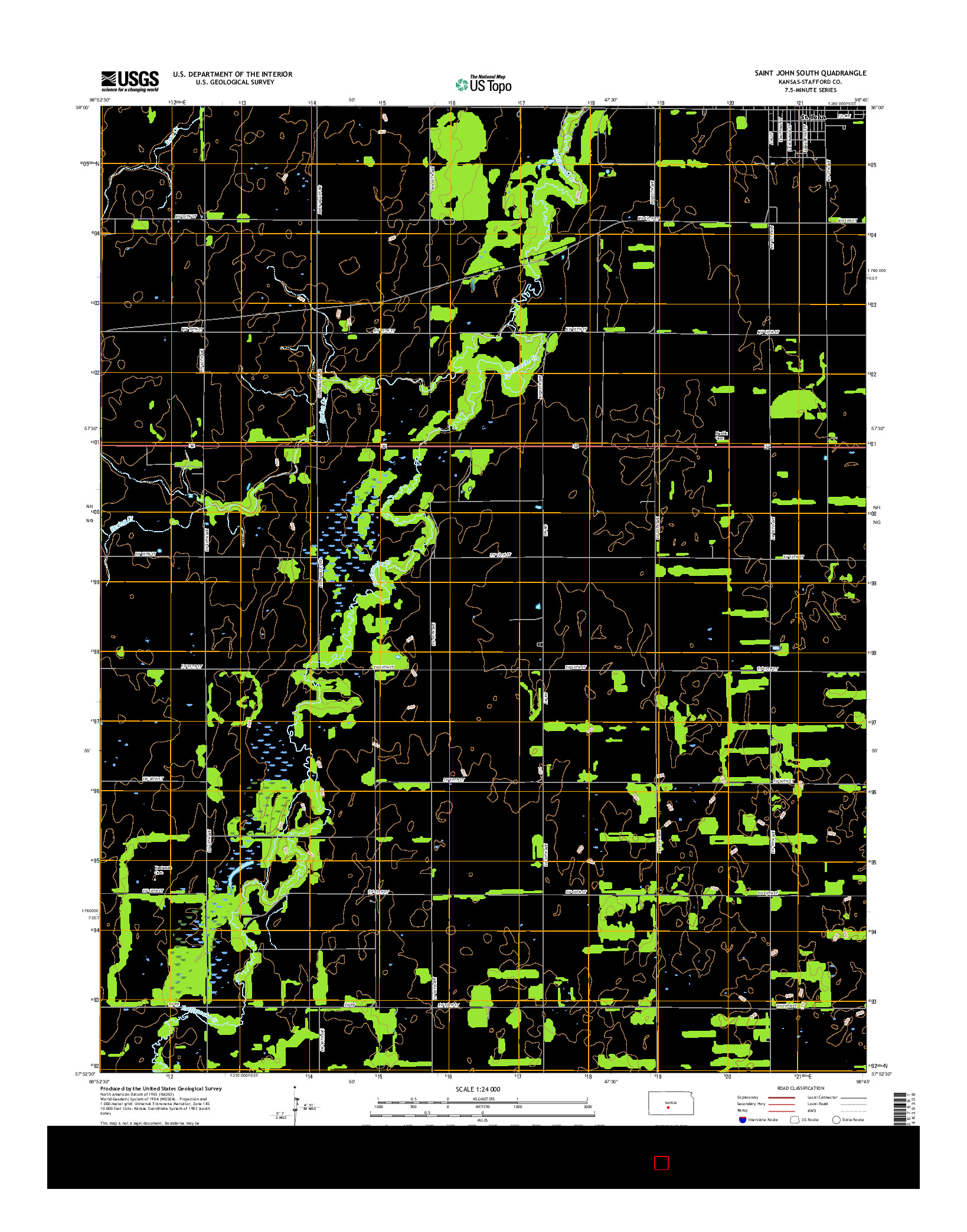 USGS US TOPO 7.5-MINUTE MAP FOR SAINT JOHN SOUTH, KS 2015