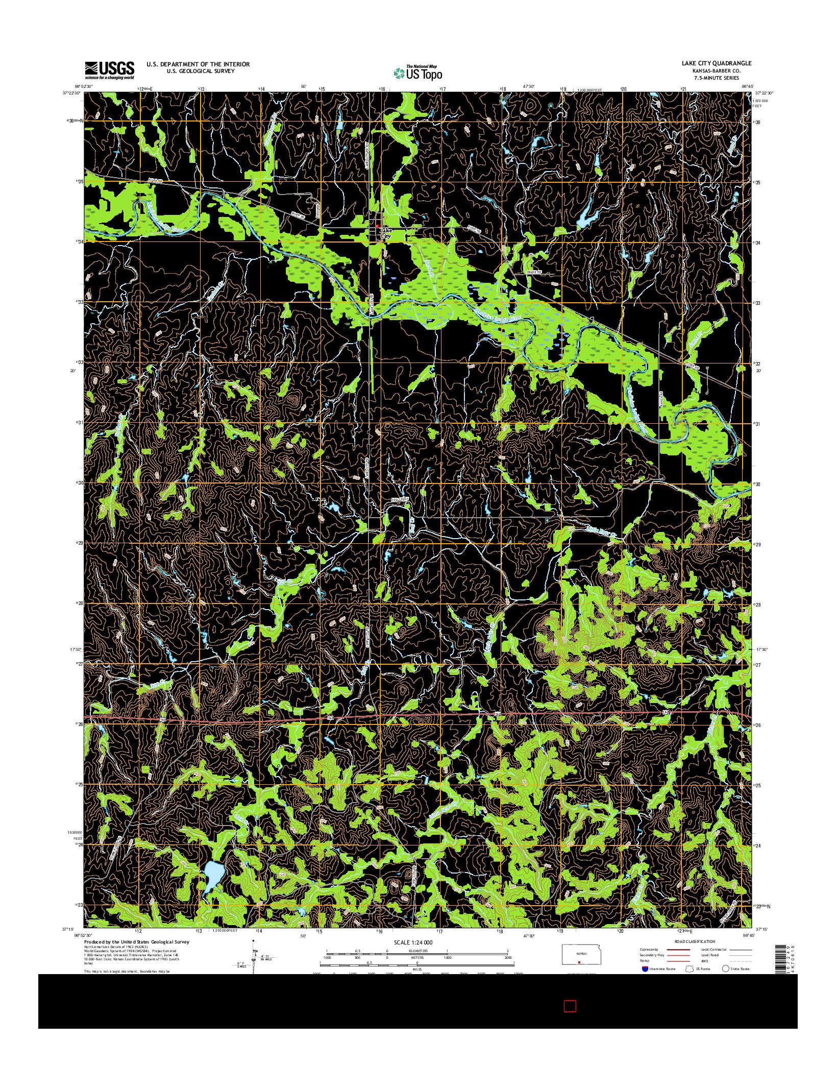 USGS US TOPO 7.5-MINUTE MAP FOR LAKE CITY, KS 2015