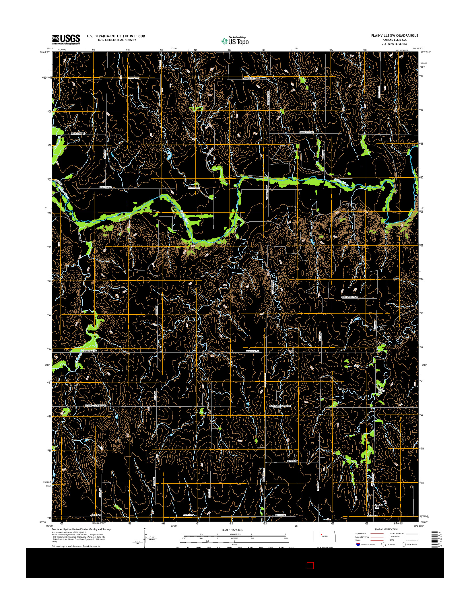 USGS US TOPO 7.5-MINUTE MAP FOR PLAINVILLE SW, KS 2015