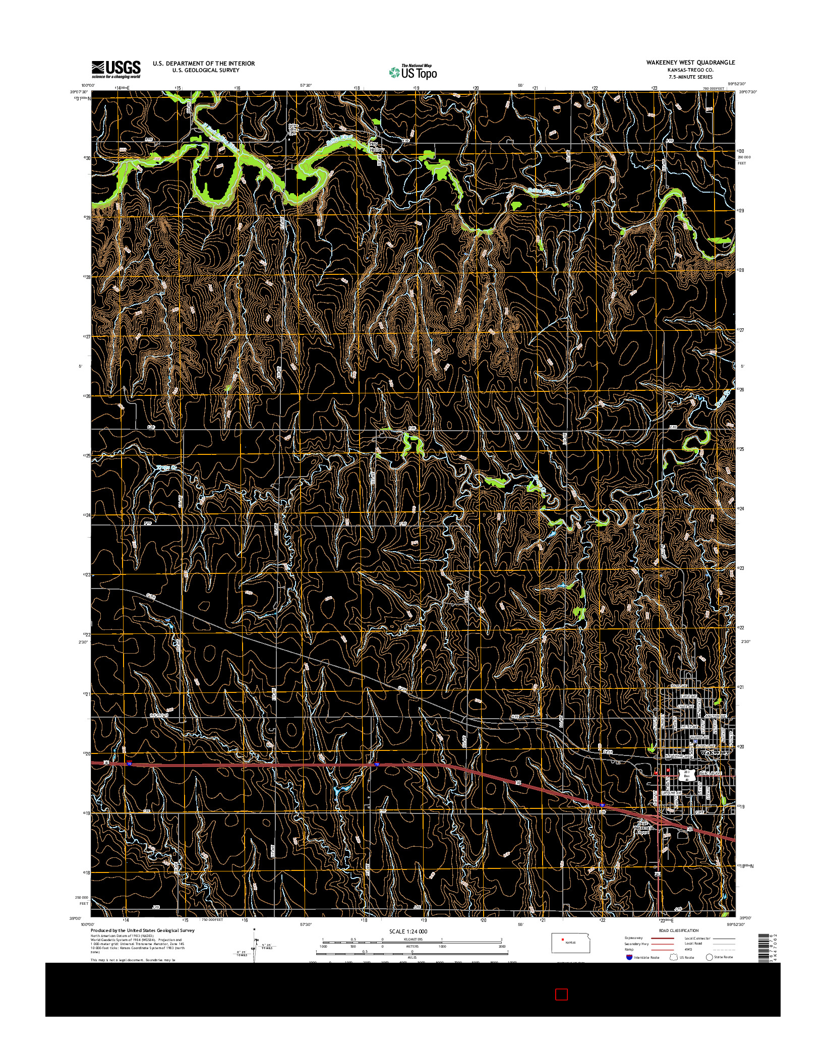 USGS US TOPO 7.5-MINUTE MAP FOR WAKEENEY WEST, KS 2015