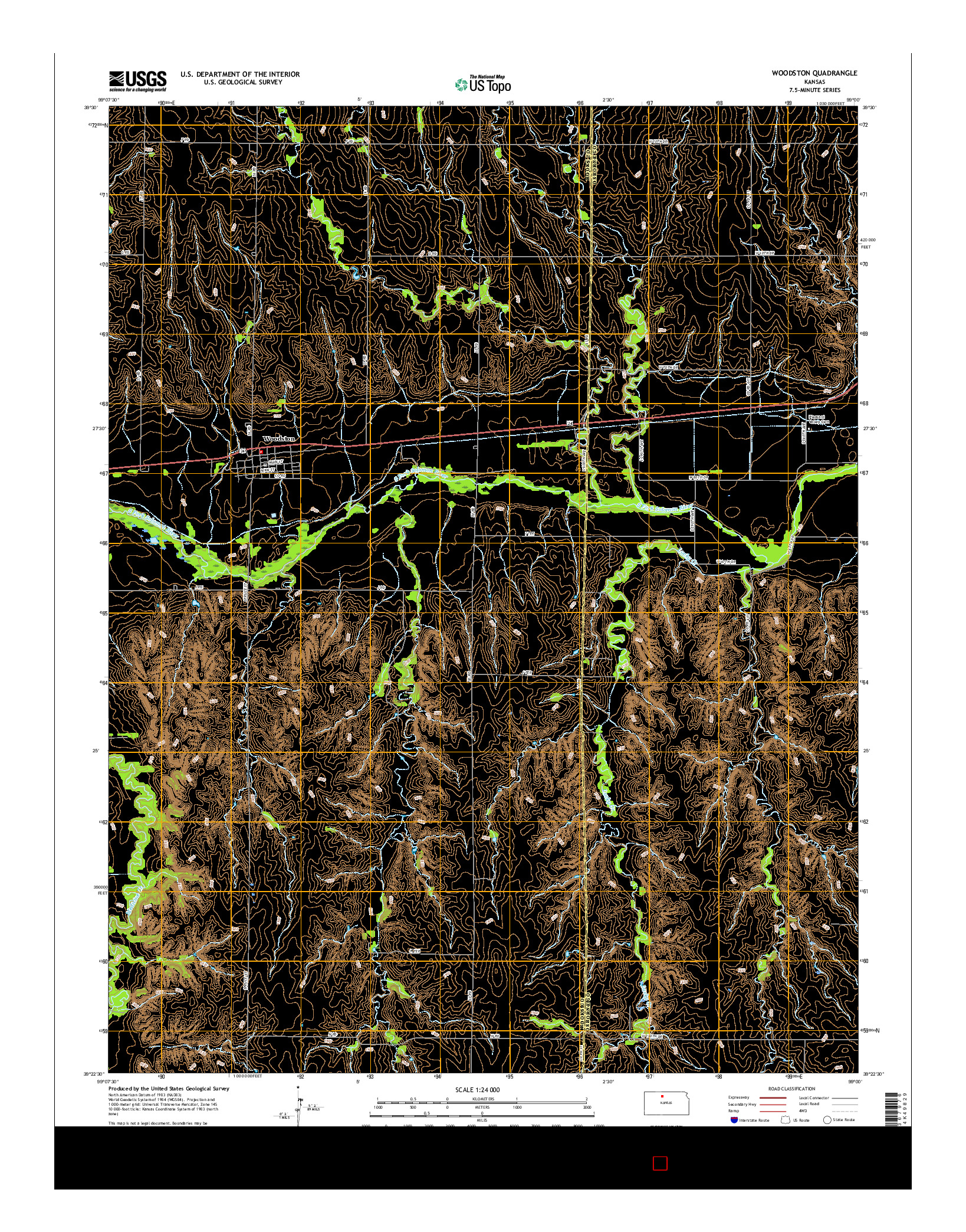 USGS US TOPO 7.5-MINUTE MAP FOR WOODSTON, KS 2015