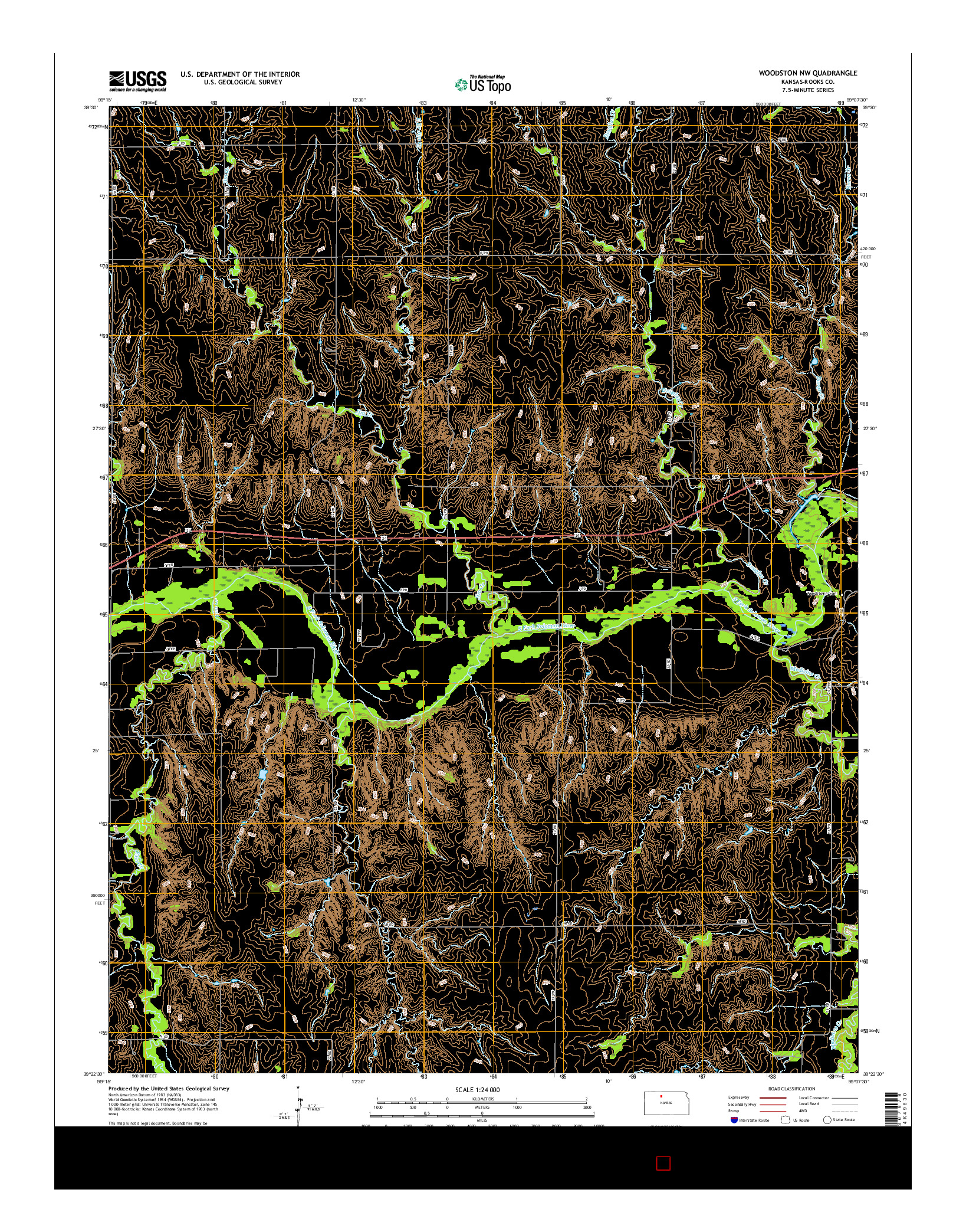 USGS US TOPO 7.5-MINUTE MAP FOR WOODSTON NW, KS 2015