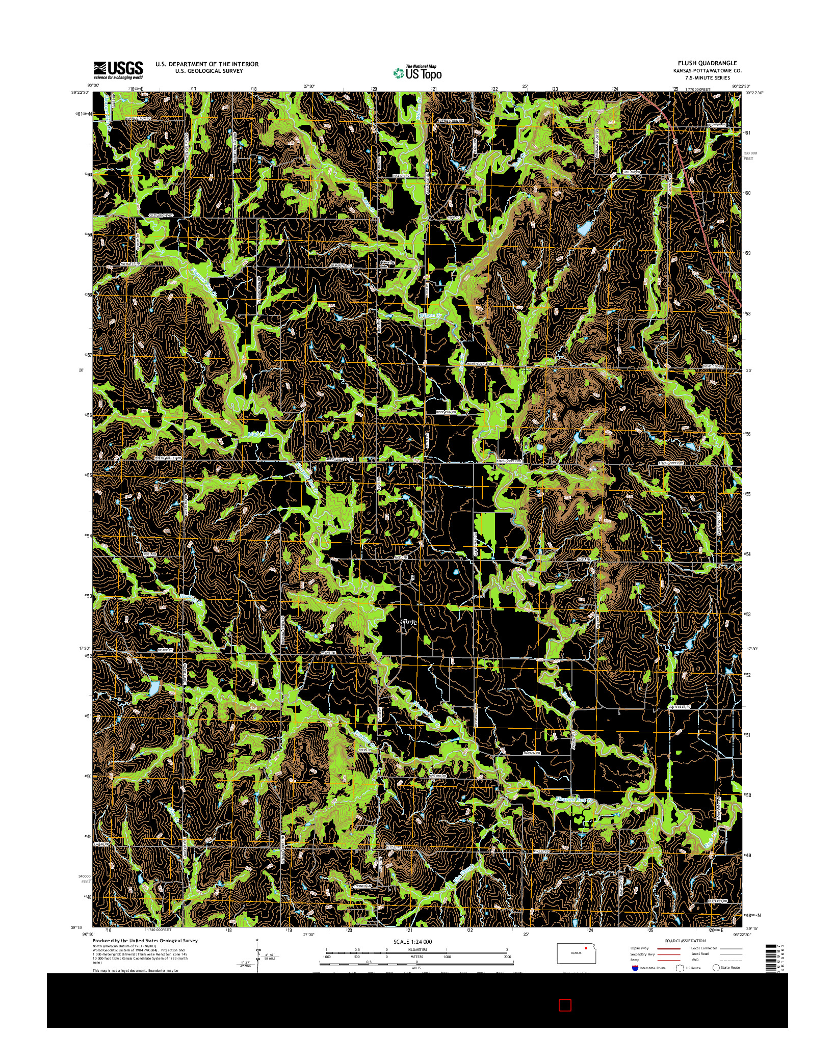 USGS US TOPO 7.5-MINUTE MAP FOR FLUSH, KS 2015