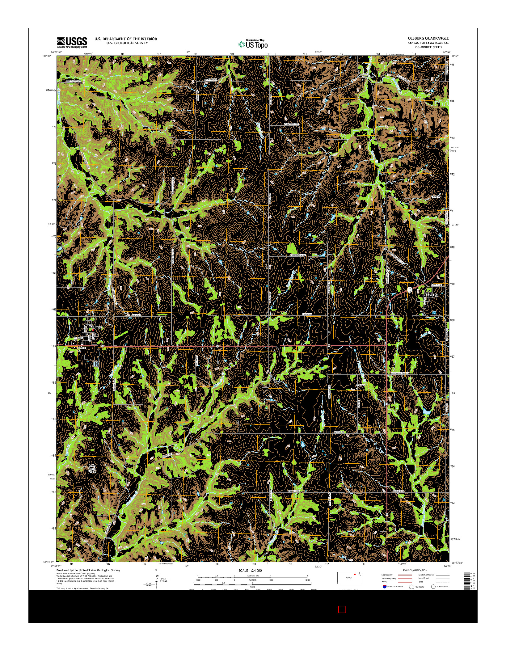 USGS US TOPO 7.5-MINUTE MAP FOR OLSBURG, KS 2015