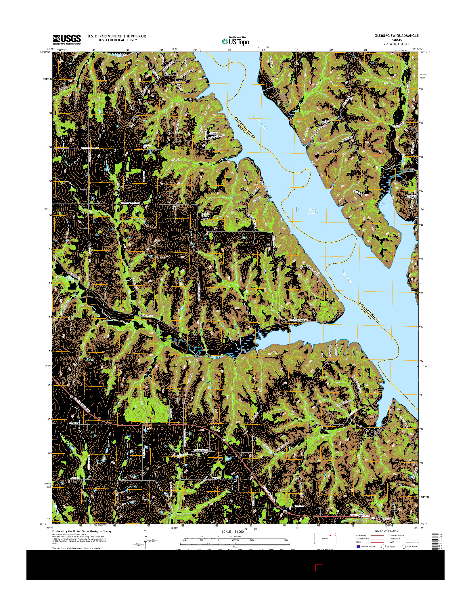 USGS US TOPO 7.5-MINUTE MAP FOR OLSBURG SW, KS 2015