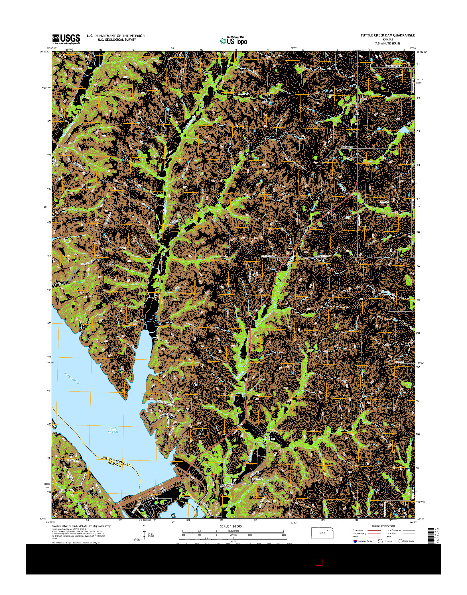 USGS US TOPO 7.5-MINUTE MAP FOR TUTTLE CREEK DAM, KS 2015