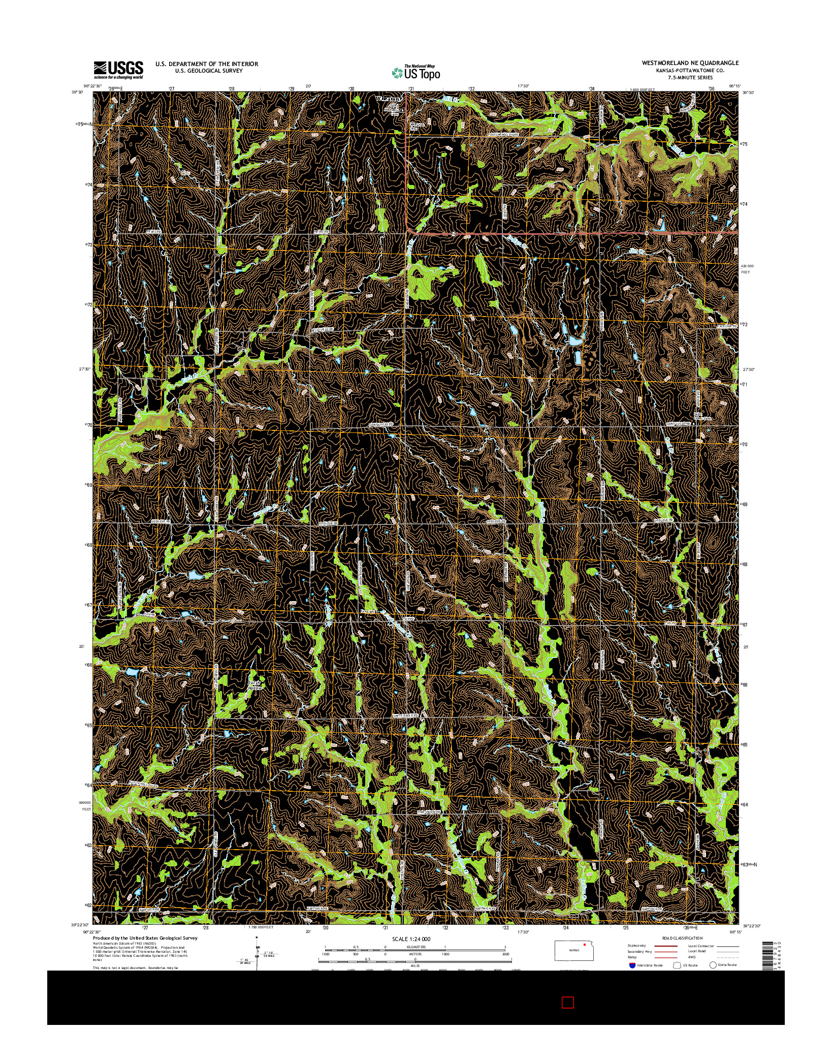 USGS US TOPO 7.5-MINUTE MAP FOR WESTMORELAND NE, KS 2015