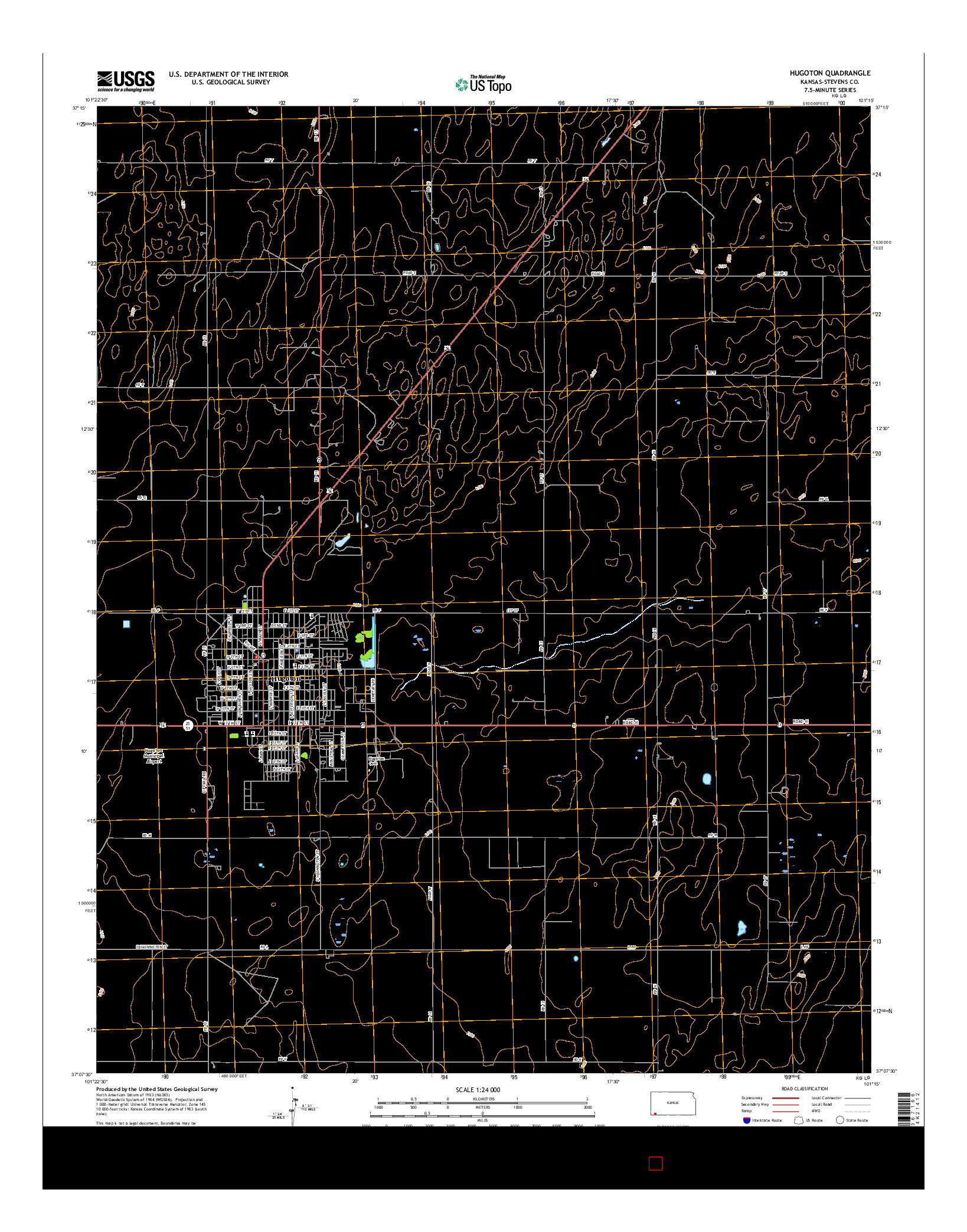 USGS US TOPO 7.5-MINUTE MAP FOR HUGOTON, KS 2015