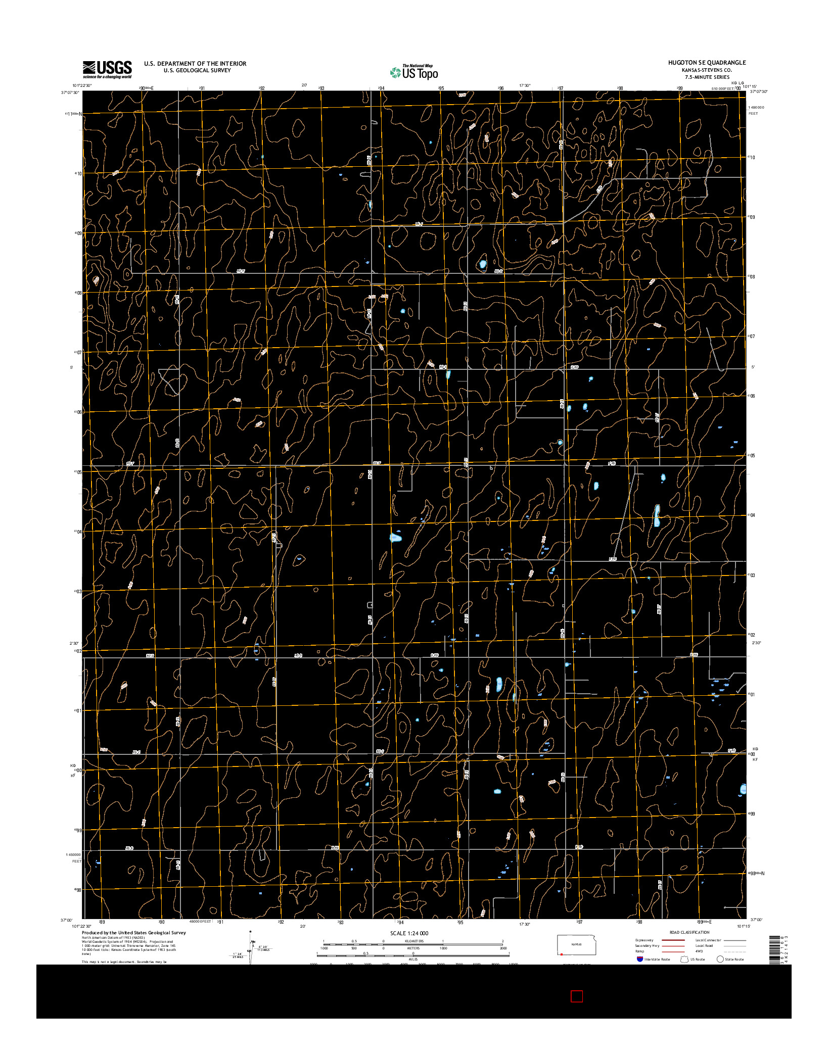 USGS US TOPO 7.5-MINUTE MAP FOR HUGOTON SE, KS 2015
