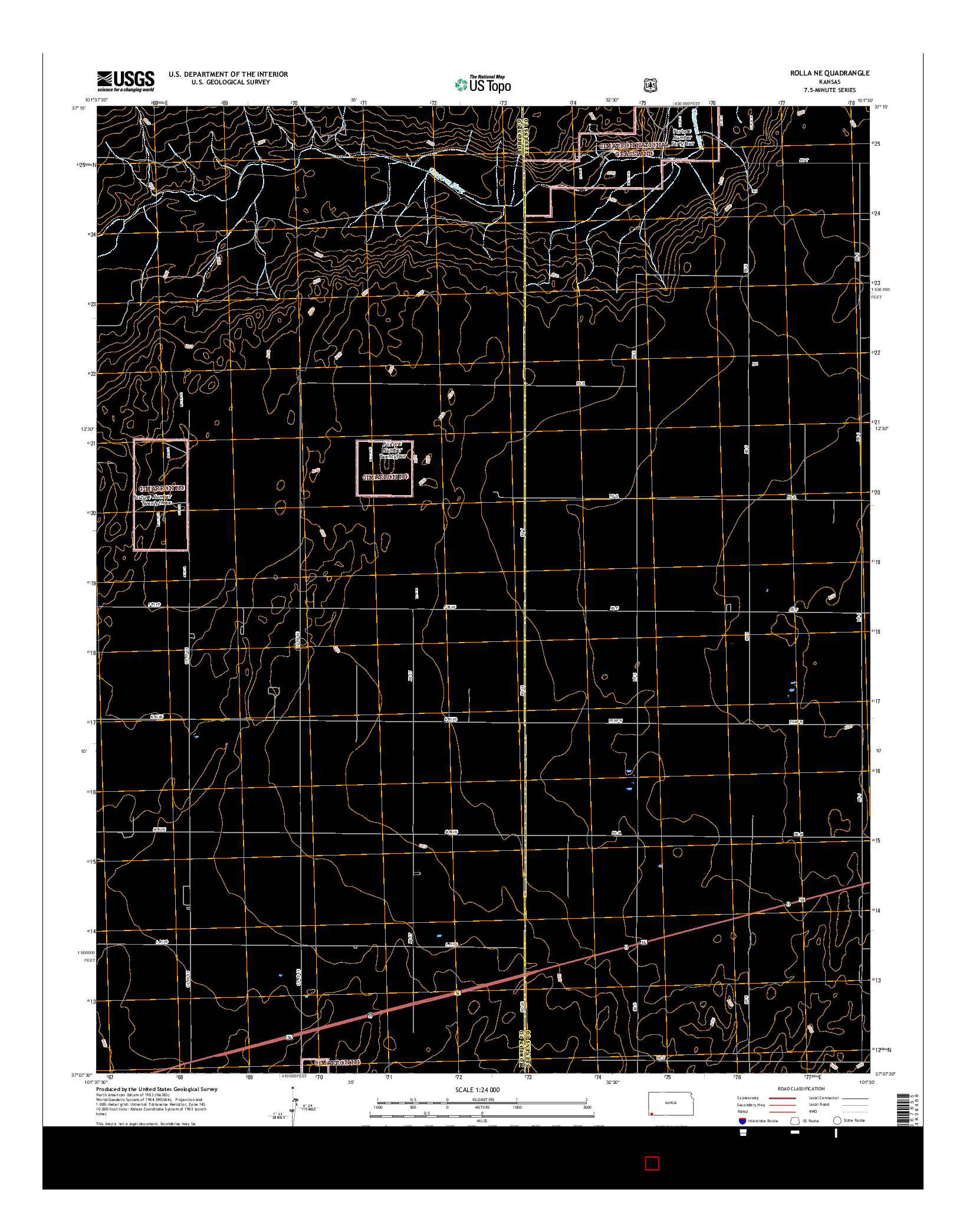 USGS US TOPO 7.5-MINUTE MAP FOR ROLLA NE, KS 2015