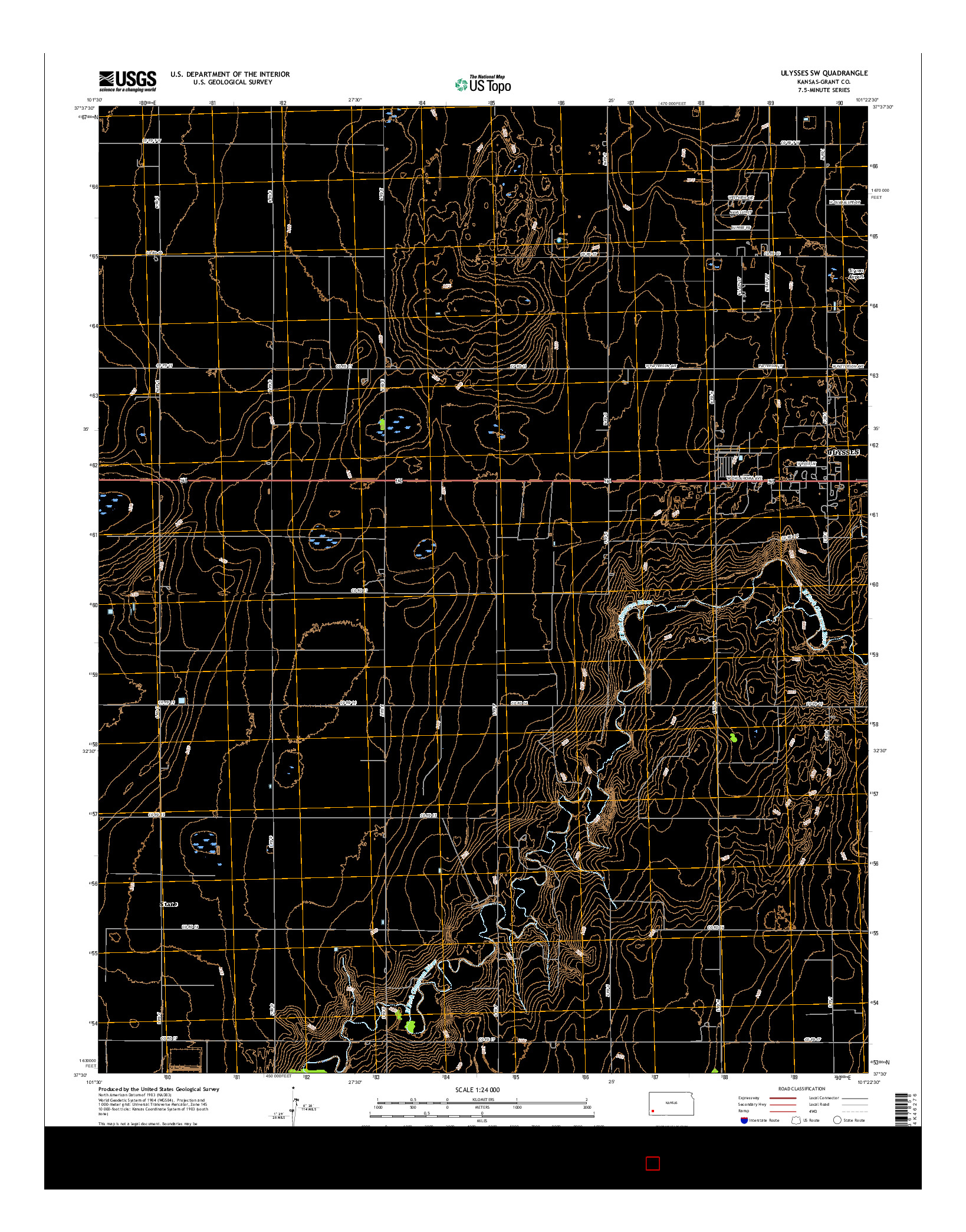 USGS US TOPO 7.5-MINUTE MAP FOR ULYSSES SW, KS 2015