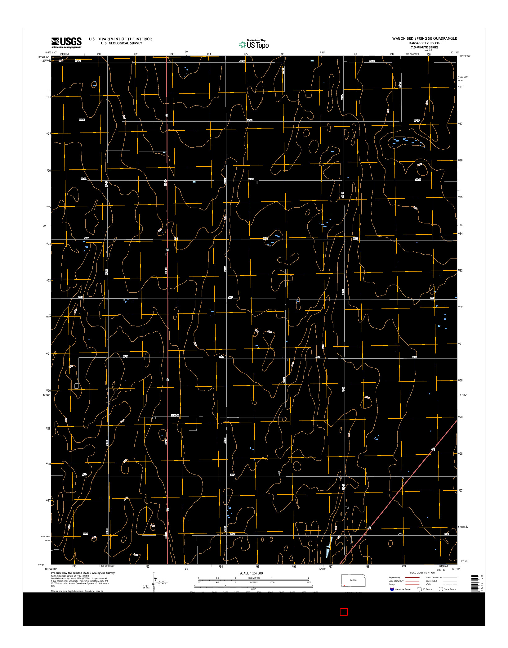 USGS US TOPO 7.5-MINUTE MAP FOR WAGON BED SPRING SE, KS 2015